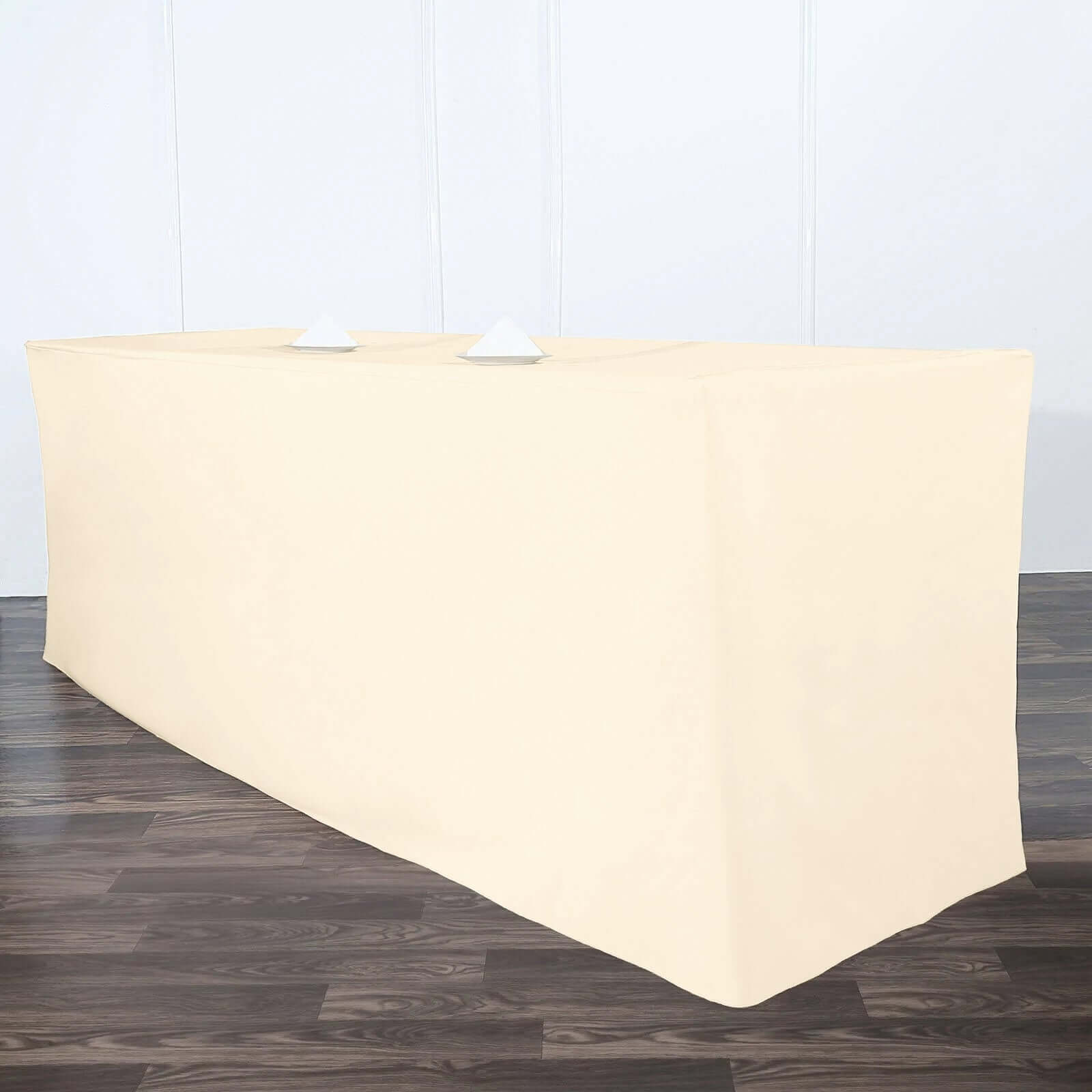 Fitted Polyester 96x30 Rectangle Tablecloth Beige - Durable and Easy to Maintain Table Cover