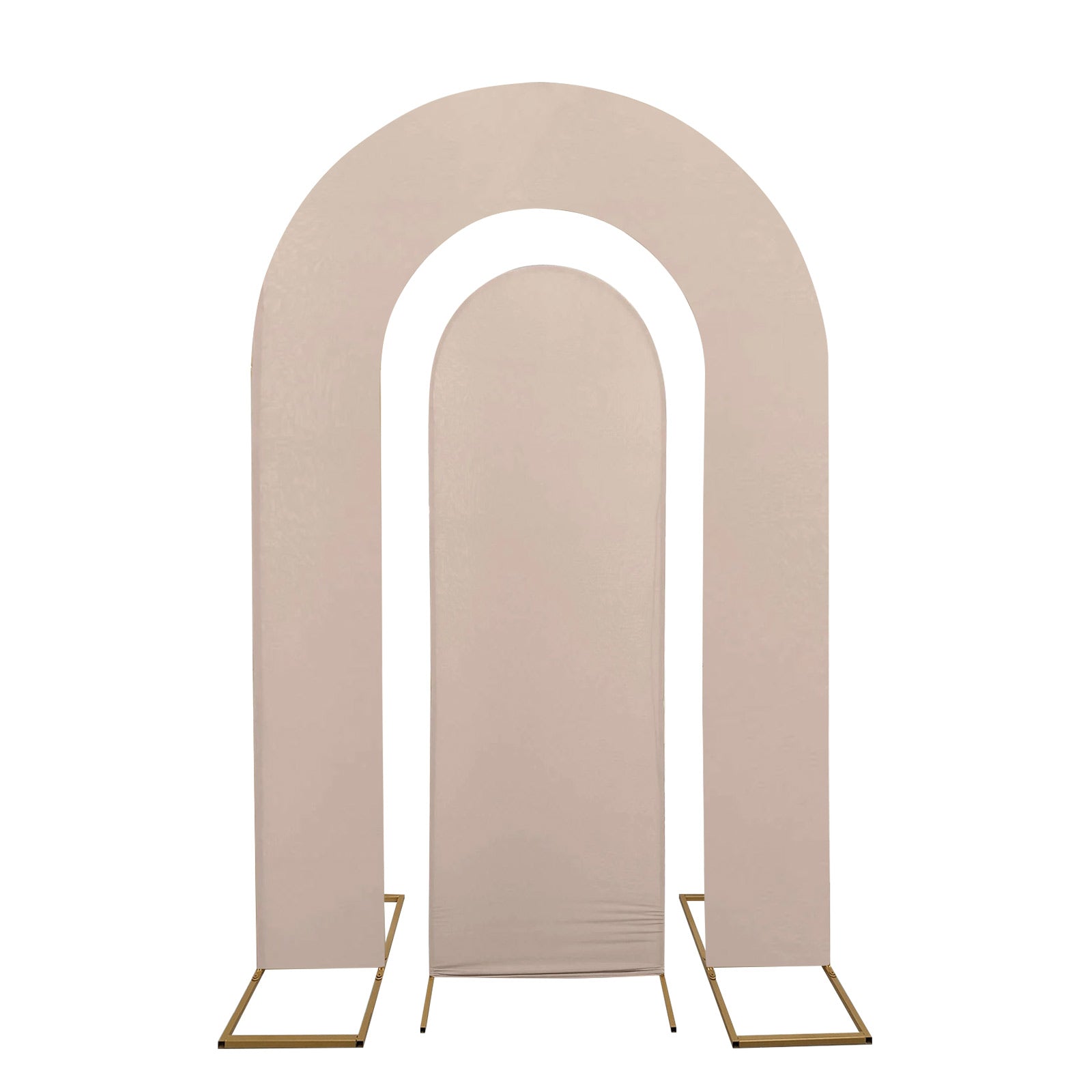 Set of 2 Nude Spandex Fitted Wedding Arch Covers for Round Top and Double Arch Chiara Backdrop Stands - 6ft,8ft