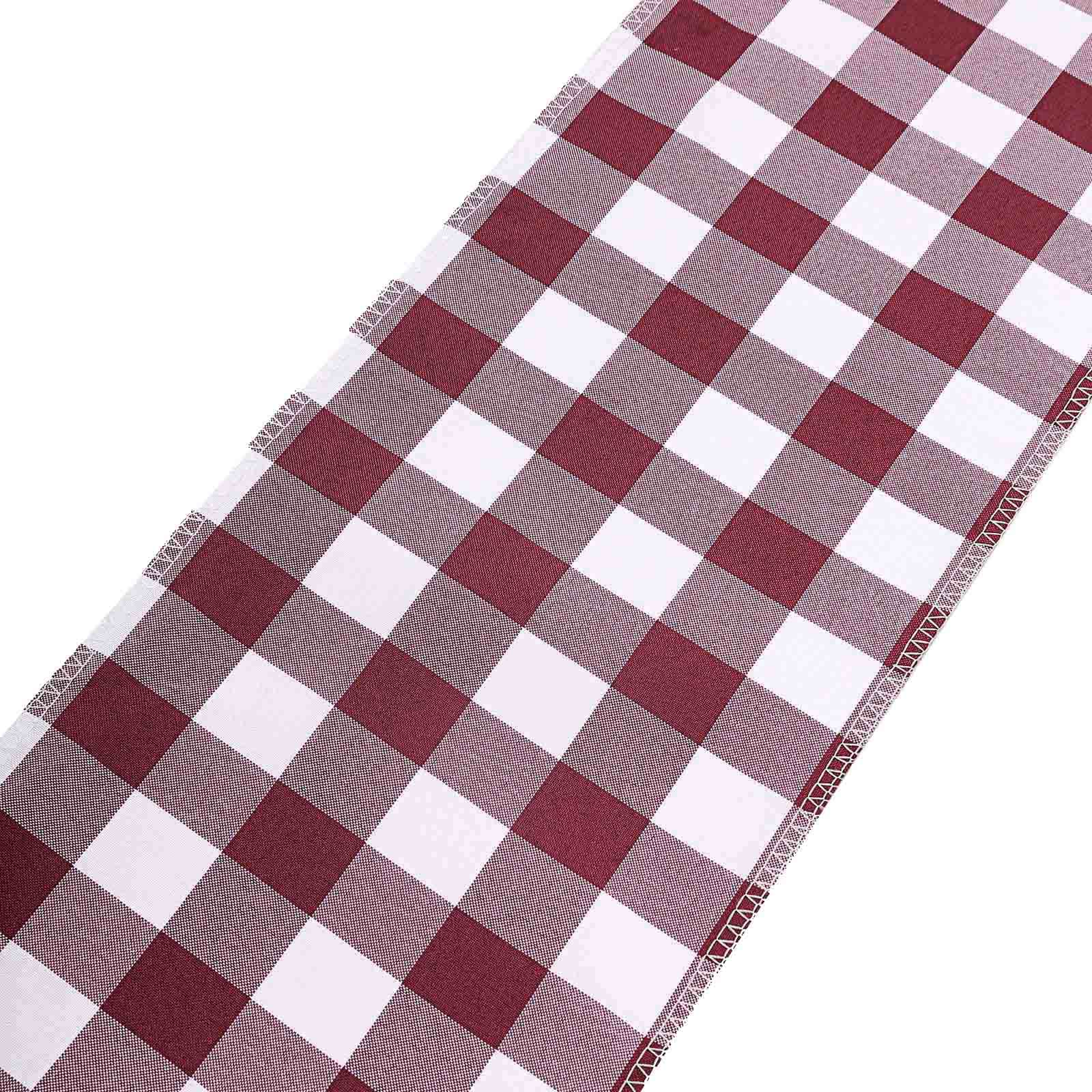 5 Pack Polyester Chair Sashes Burgundy/White Buffalo Plaid - Durable & Reusable Chair Bows 6x108