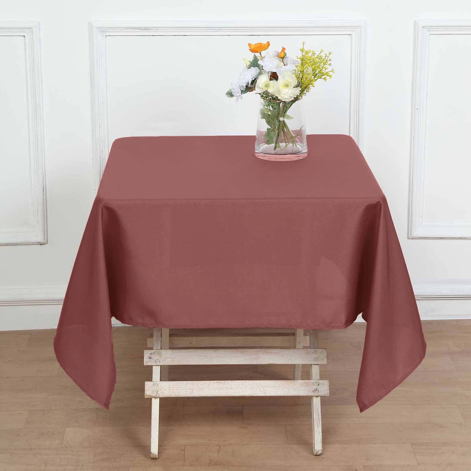 Polyester Square 54x54 Tablecloth Cinnamon Rose - Wrinkle-Resistant & Durable Table Cover
