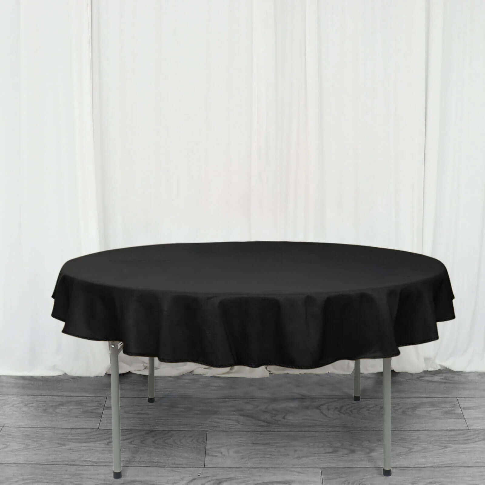 Premium Polyester 70 Round Tablecloth Black - Stain and Wrinkle-Resistant 220GSM Table Cover