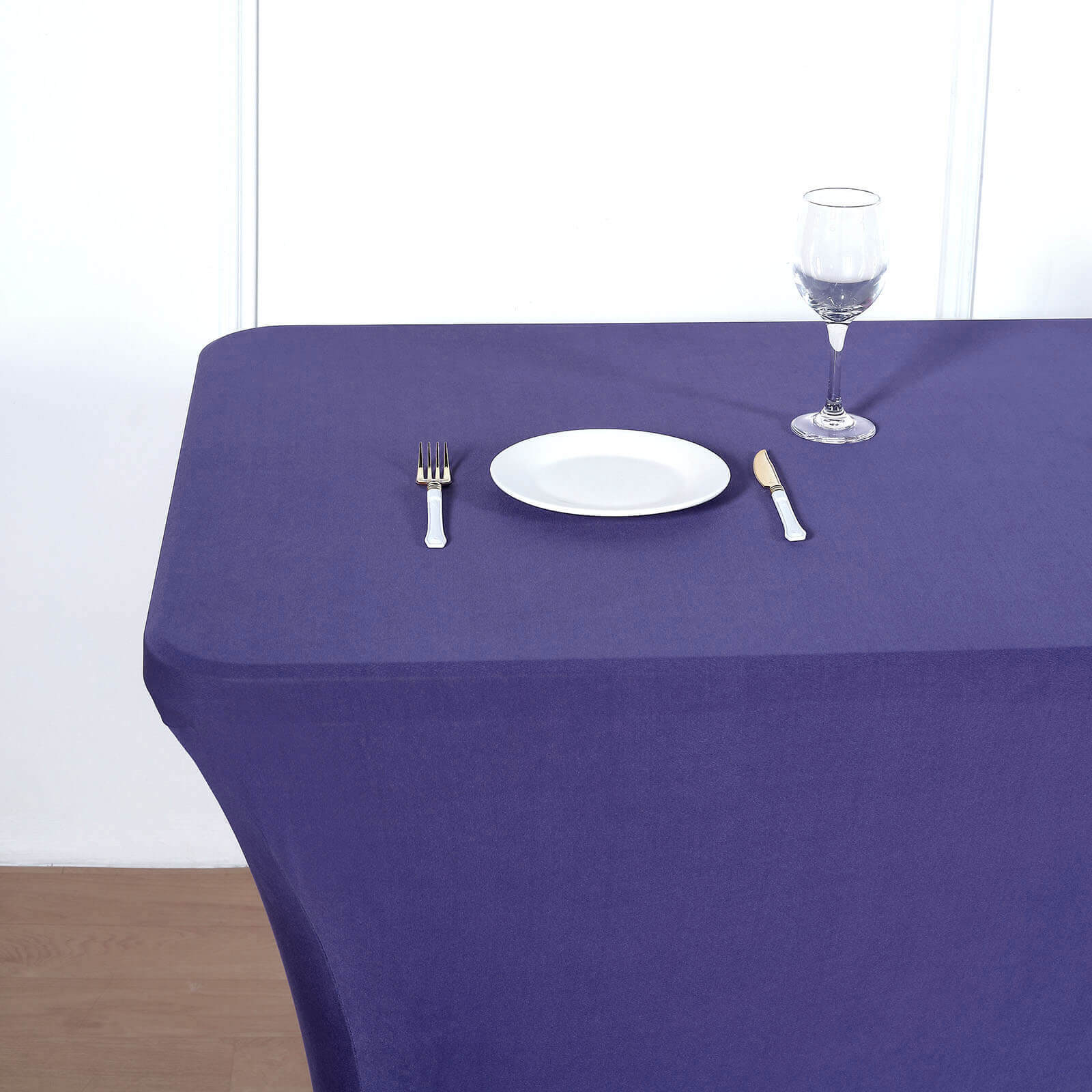 Stretch Spandex 96x30 Rectangle Table Cover Purple - Durable Form-Fitting Tablecloth