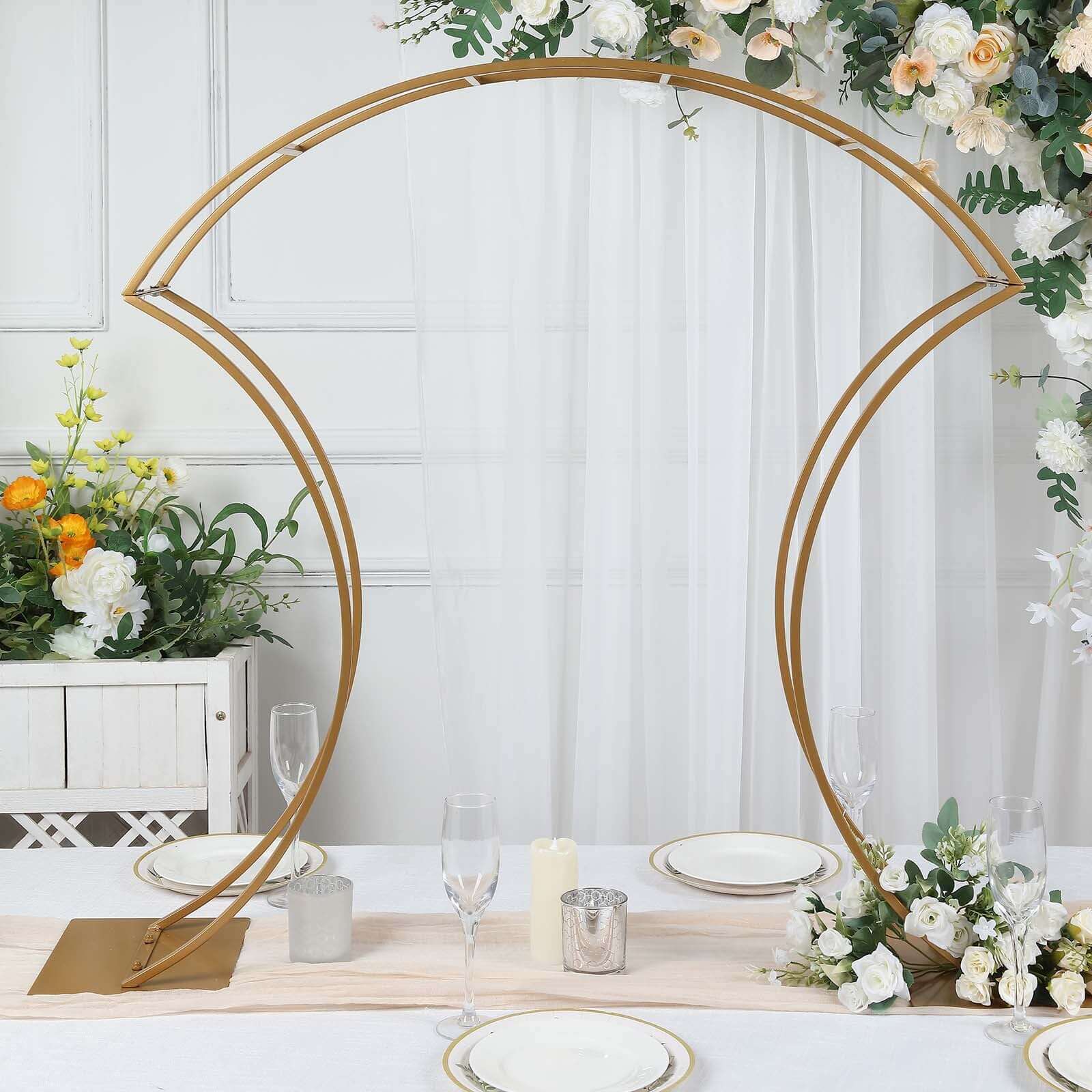 Metal Wedding Centerpiece Curvy Design Gold - Floral Arch Frame Table Stand 38