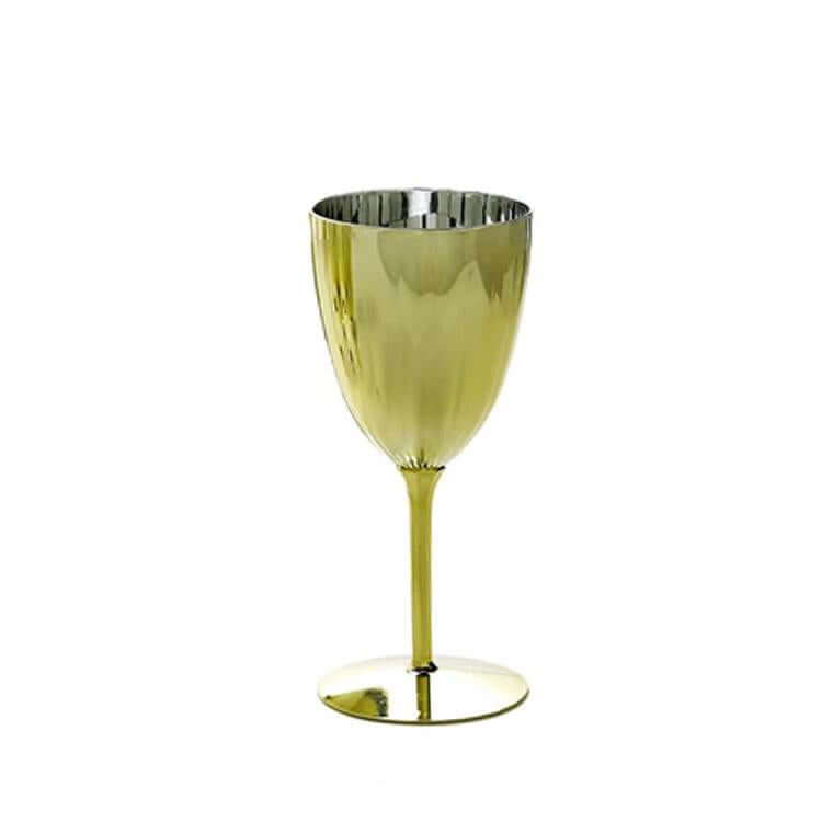 6-Pack Plastic Wine Glasses in Metallic Gold - Classy Disposable Goblets for Parties, Receptions & Banquets 8oz