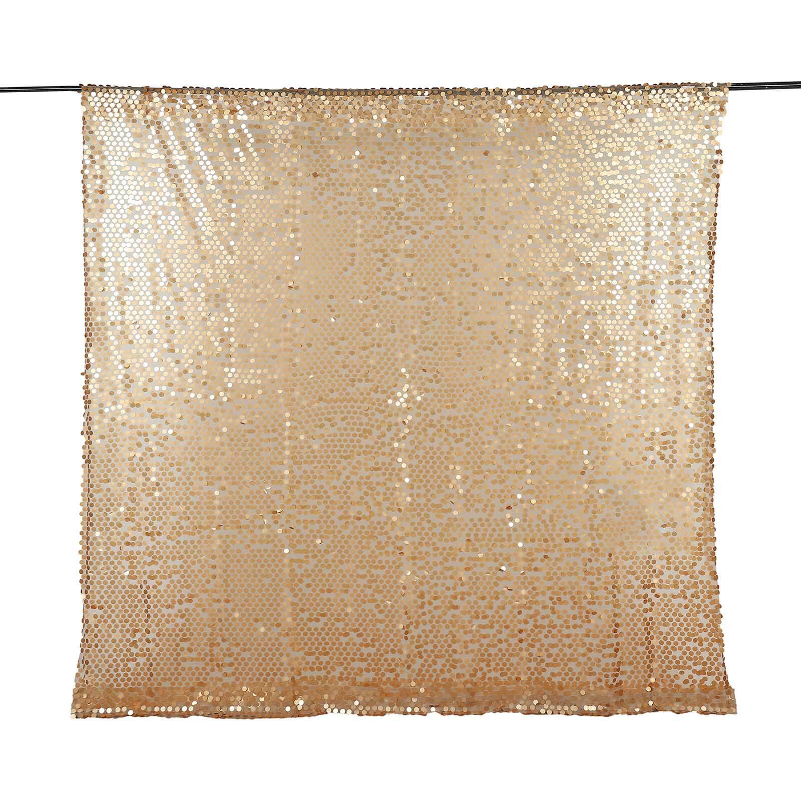 8ftx8ft Matte Champagne Big Payette Sequin Event Curtain Drapes, Backdrop Event Panel