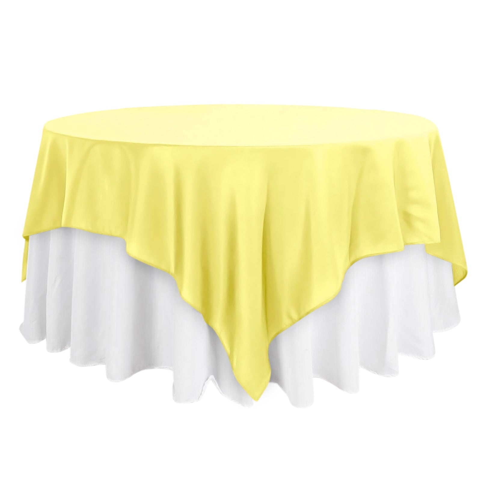 Polyester 90x90 Table Overlay Square Tablecloth Yellow - Wrinkle-Resistant & Durable Table Cover