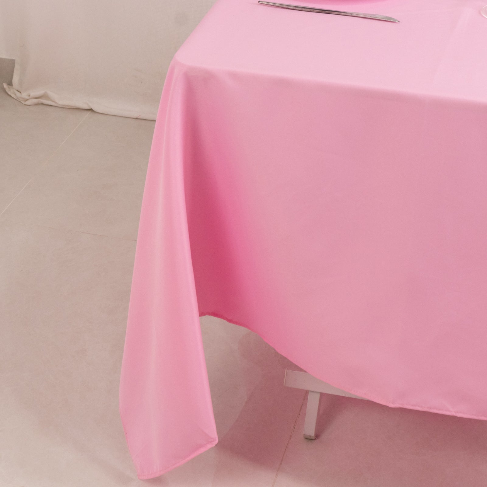 Premium Polyester Square Tablecloth 70x70 Pink 220GSM Wrinkle-Resistant Table Cover