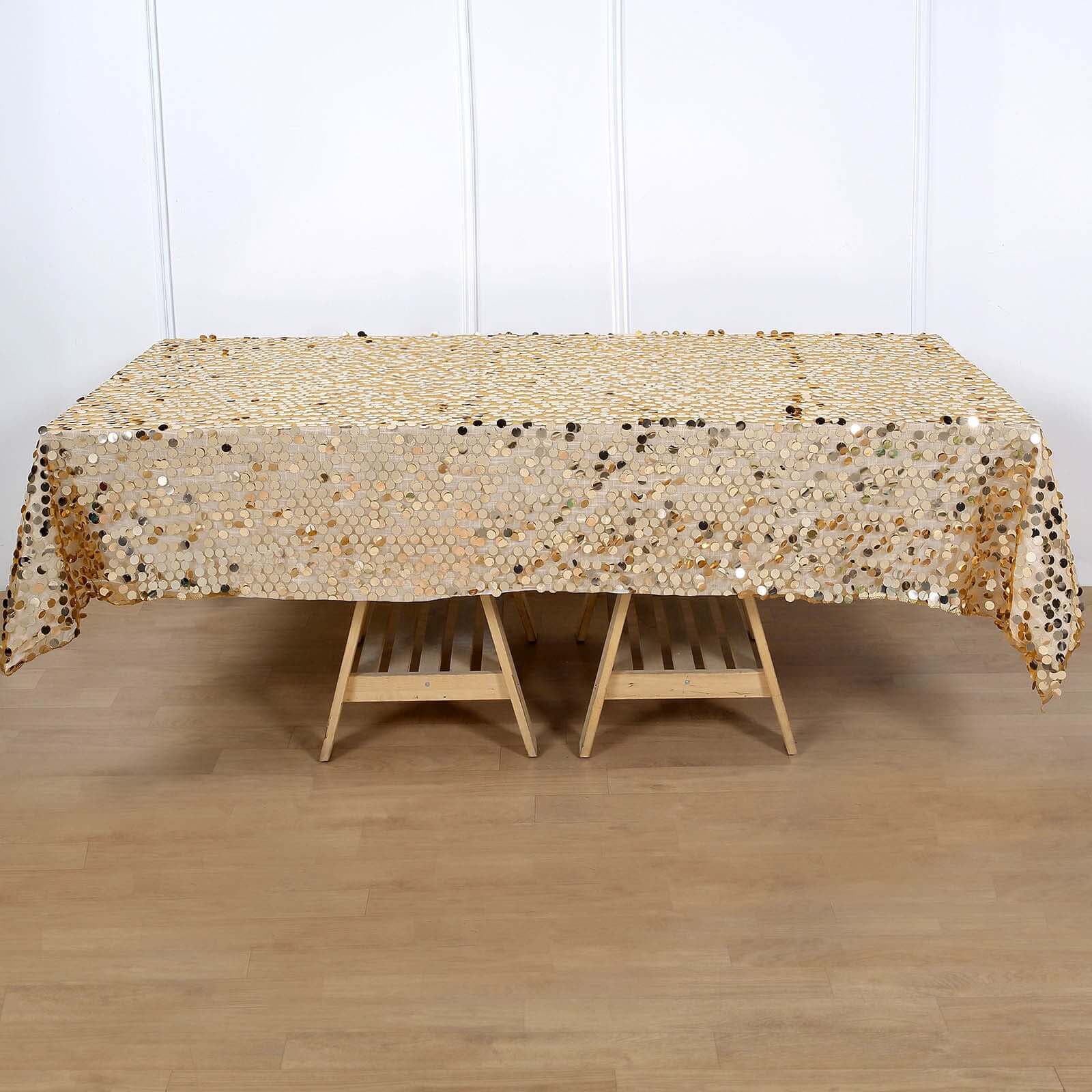 Sequin 60x102 Rectangle Tablecloth Gold - Big Payette Table Cover