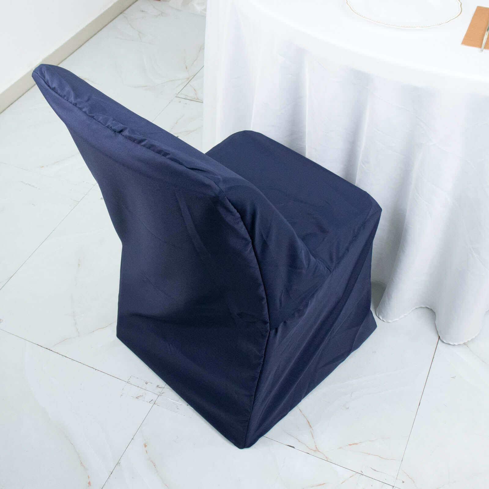 Polyester Chair Cover for Folding Lifetime Chairs Navy Blue - Reusable Durable Slip-On Cover