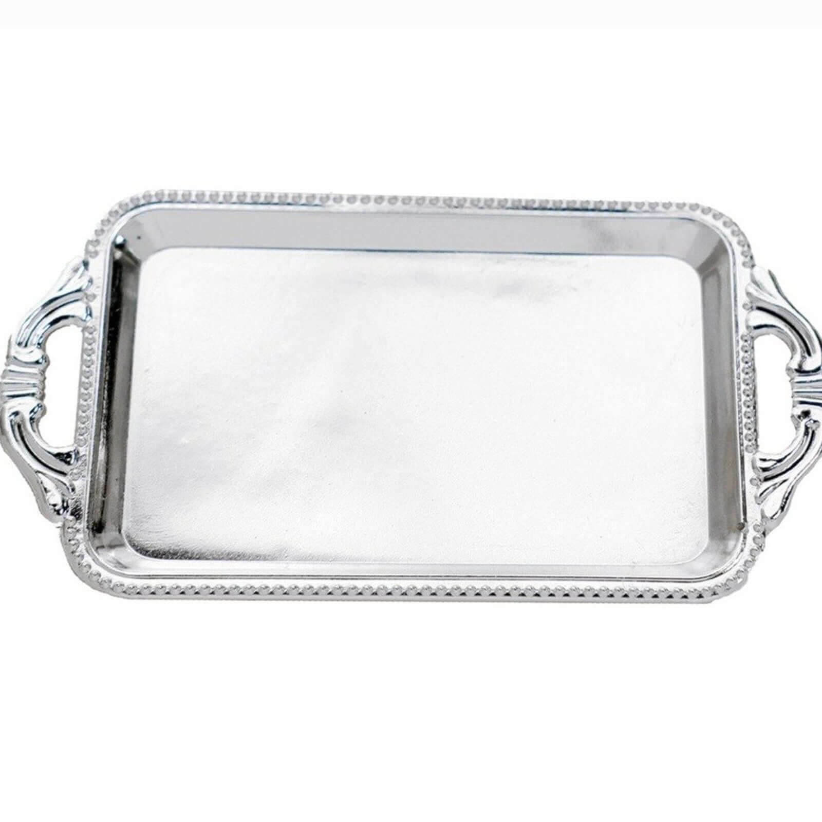 12-Pack Display Trays Party Favor Rectangular Design Silver - Mini Serving Platters for Candy and Desserts 4