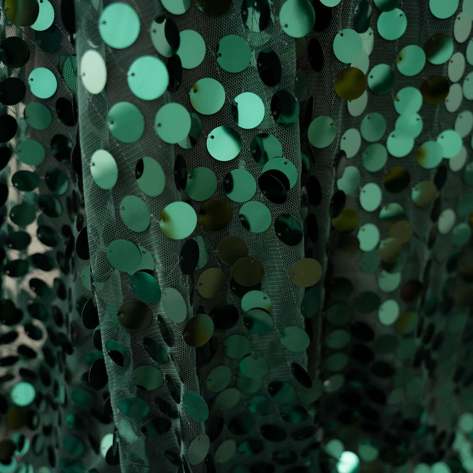 Sequin 90x156 Rectangle Tablecloth Hunter Emerald Green - Seamless Big Payette Table Cover