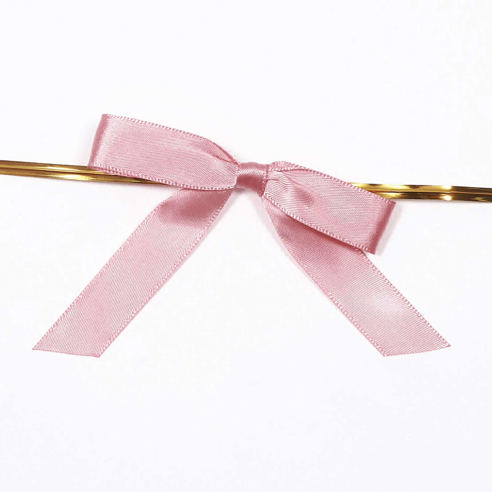 50 Pcs 3 Satin Ribbon Bows With Twist Ties, Gift Basket Party Favor Bags Decor - Dusty Rose Classic Style