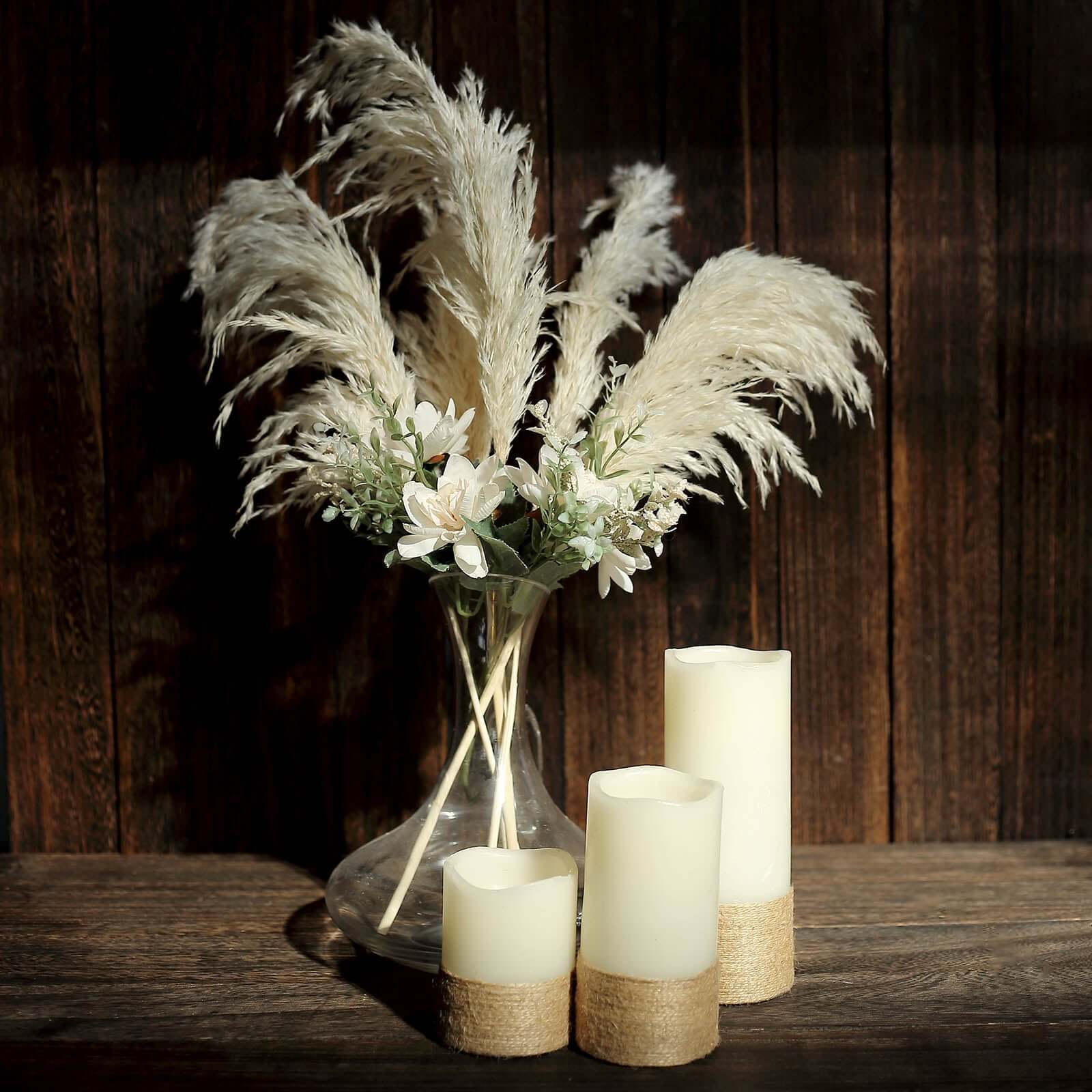 6 Stems Natural Dried Pampas Grass Decor Off White Tint - Versatile Plant Sprays for Boho Chic Vase Displays Backdrops & Event Styling 32