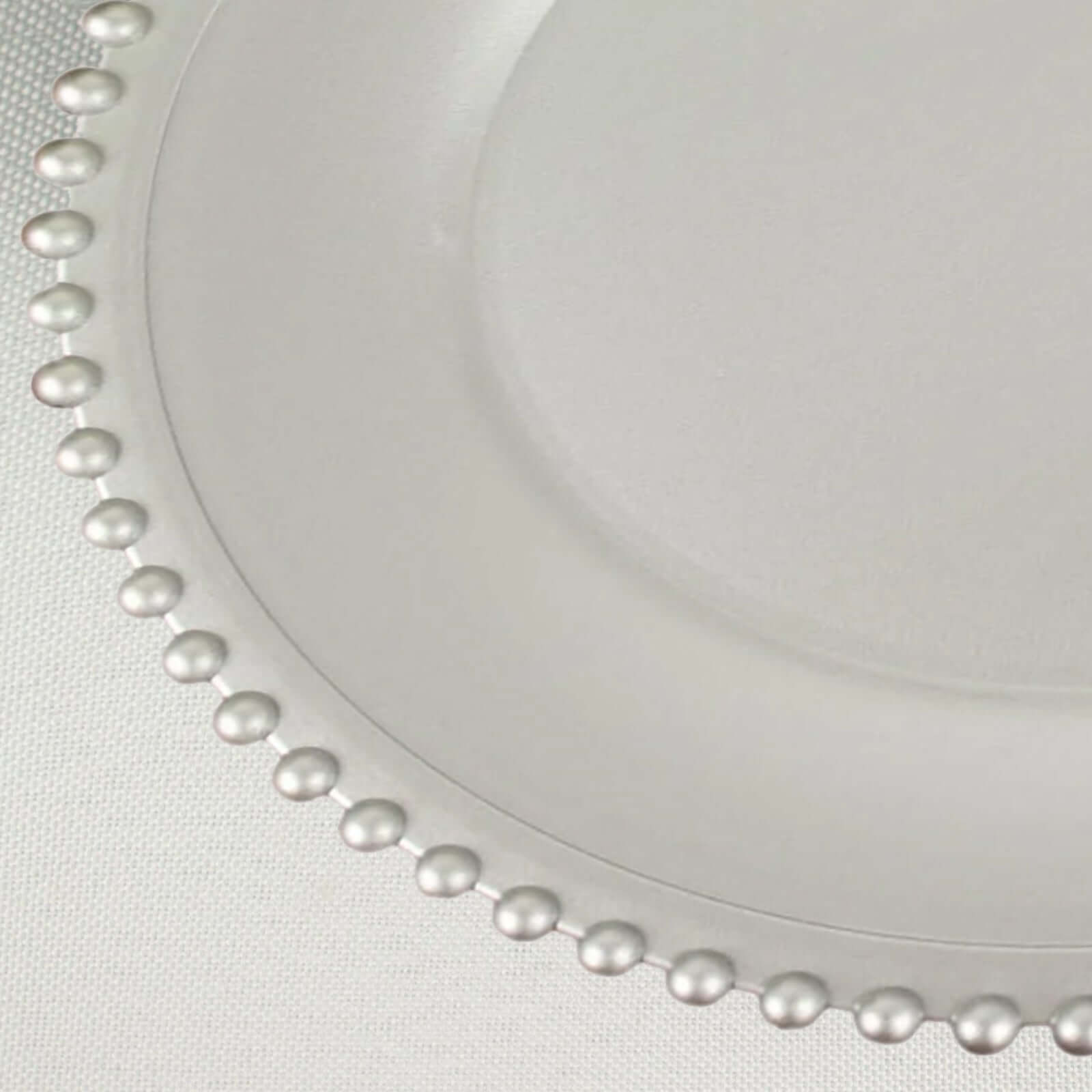 6-Pack Acrylic Round Charger Plates 13 in Silver with Beaded Rim, Decorative Dinner Party Charger Tableware