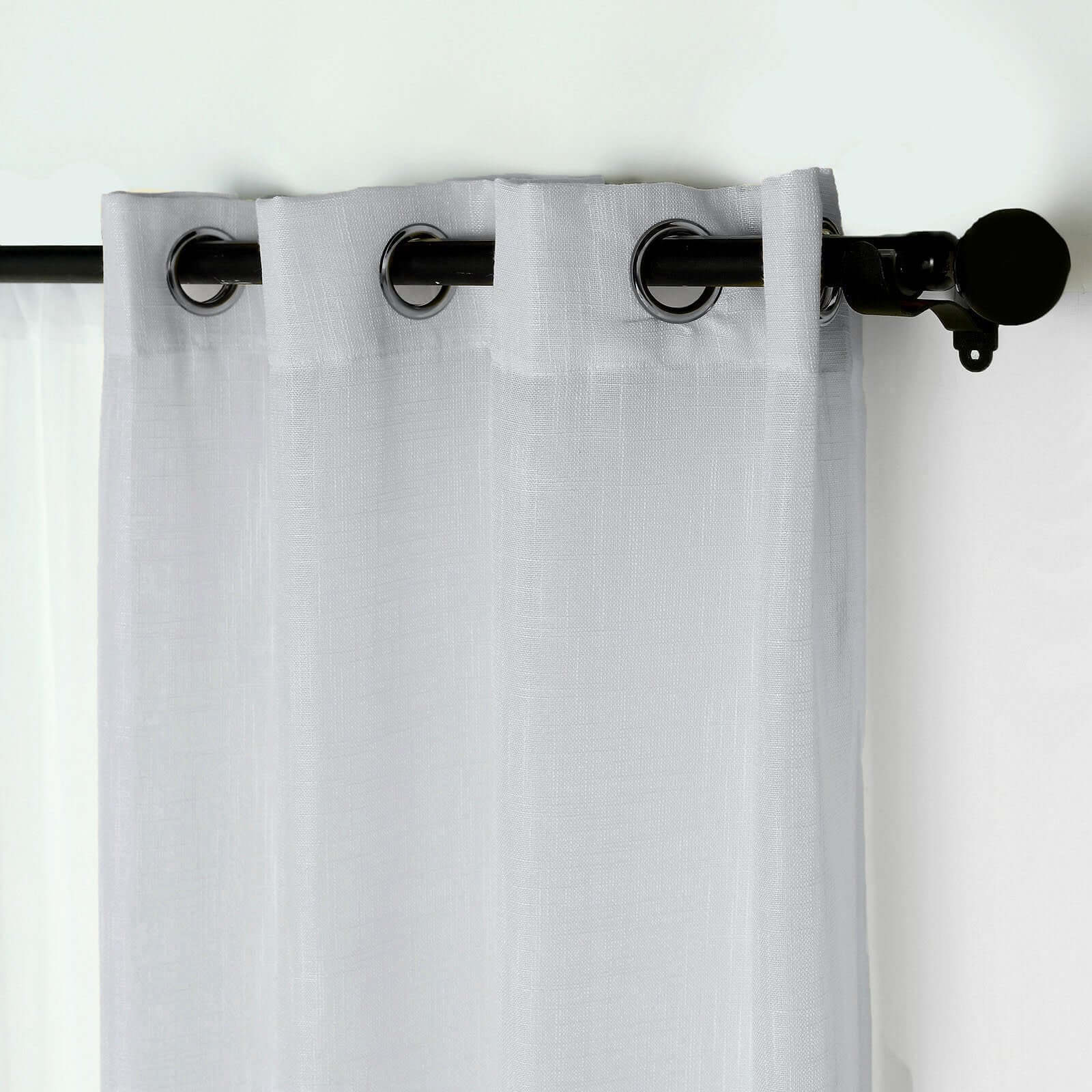 2 Pack Handmade Silver Faux Linen Curtains 52x96, Curtain Panels With Chrome Grommets