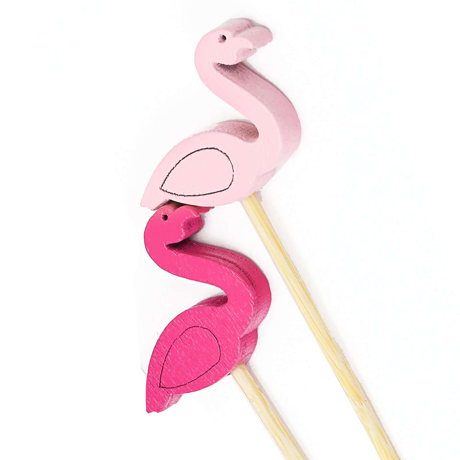 100-Pack Bamboo Cocktail Sticks Flamingo Decorative Top Design Fuchsia/Hot Pink - Eco Friendly Party Picks 5