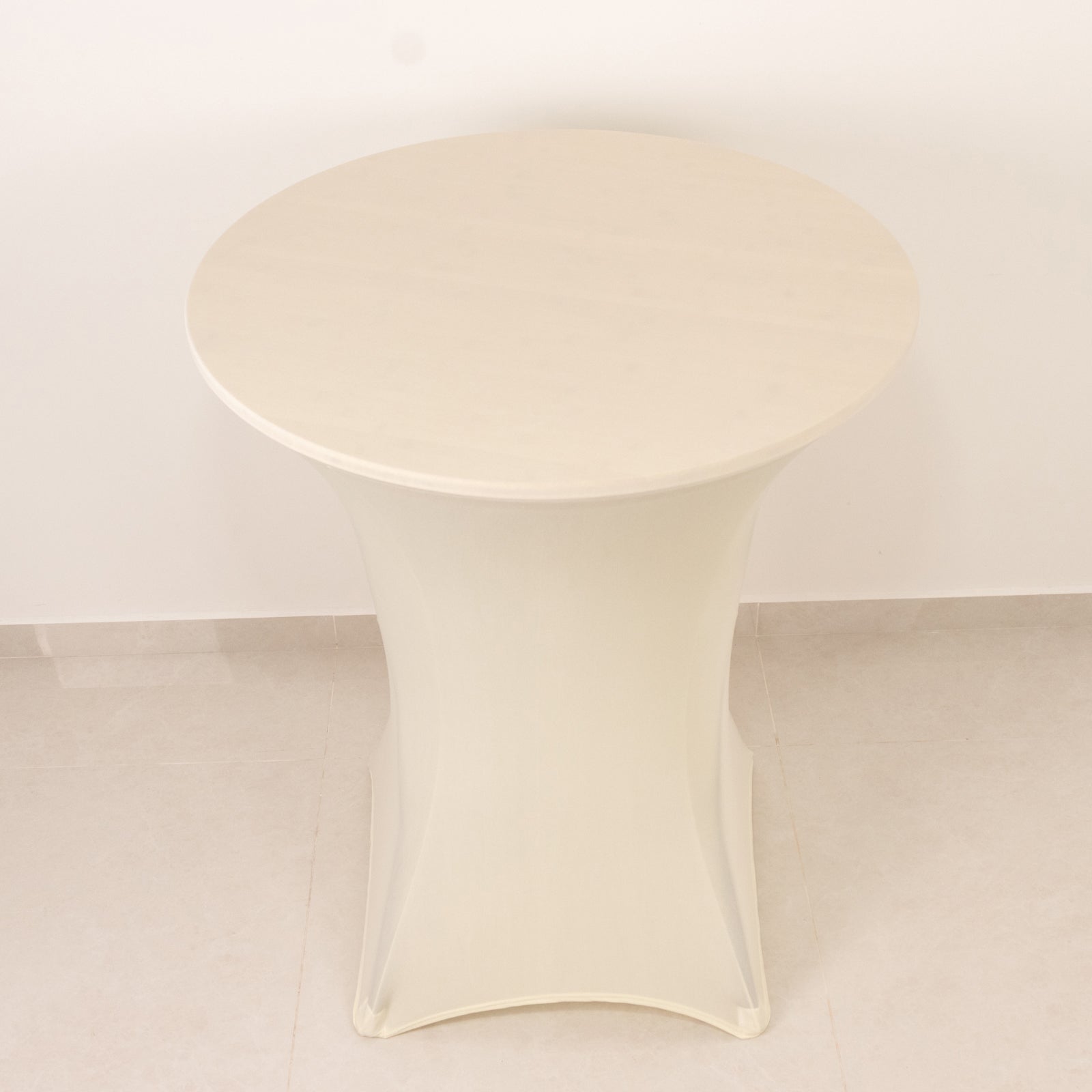 Spandex 33-36 Round Cocktail Table Cover Ivory - Easy to Maintain Stretch Fitted Highboy Tablecloth
