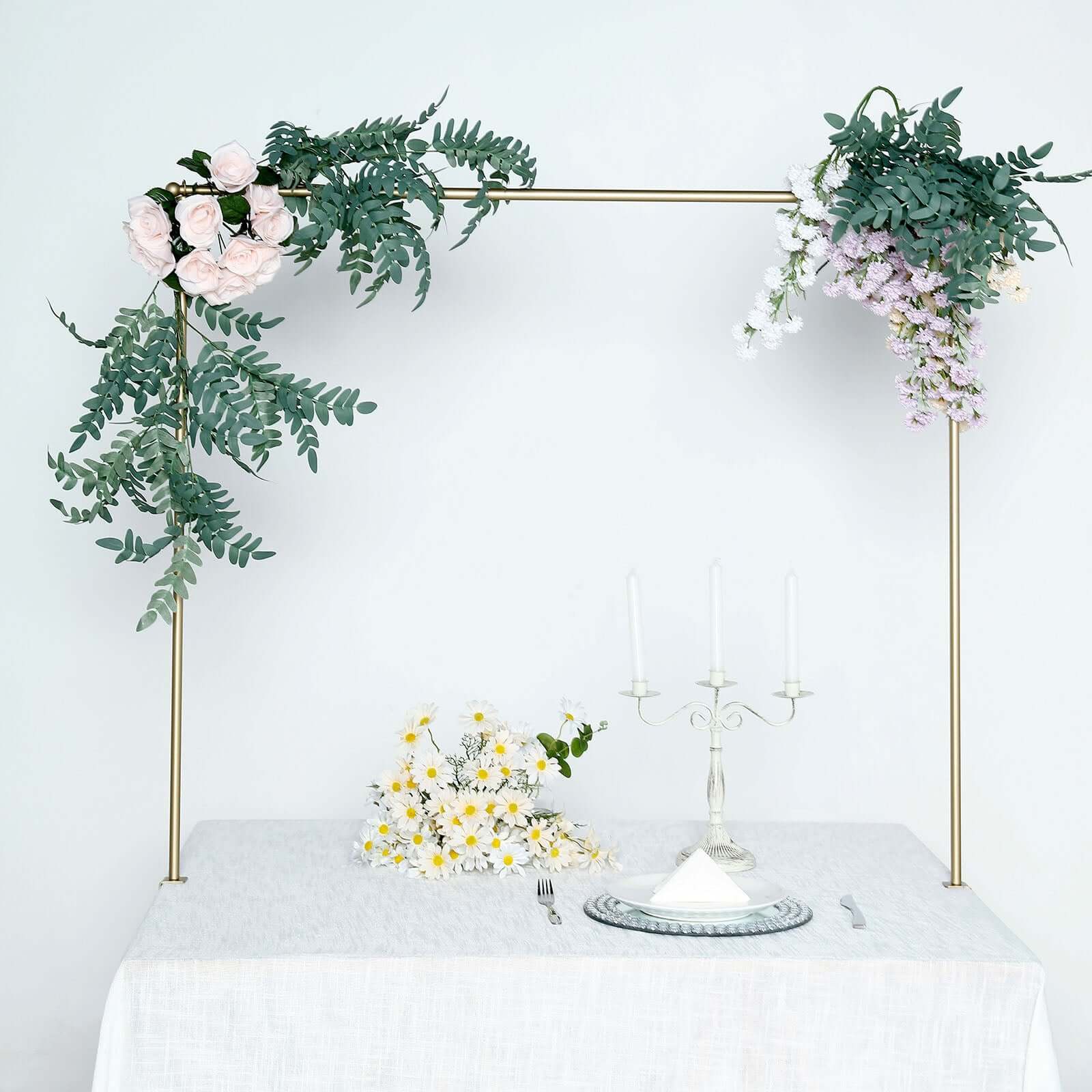 Over The Table Metal Rod Stand with Clamps Gold - Sturdy Adjustable Table Flower Arch Balloon Backdrop Frame Stand for Exquisite Event Setup & Decor 42