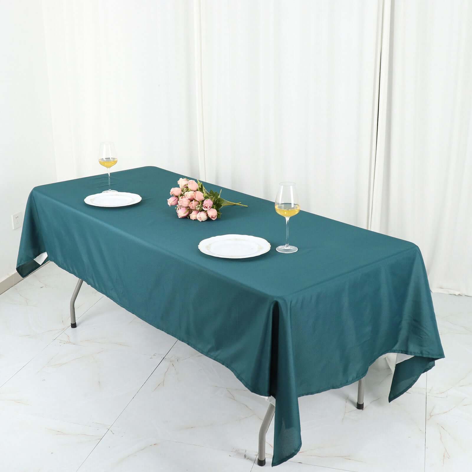 Polyester 60x102 Rectangle Tablecloth Peacock Teal - Durable and Stylish Table Cover