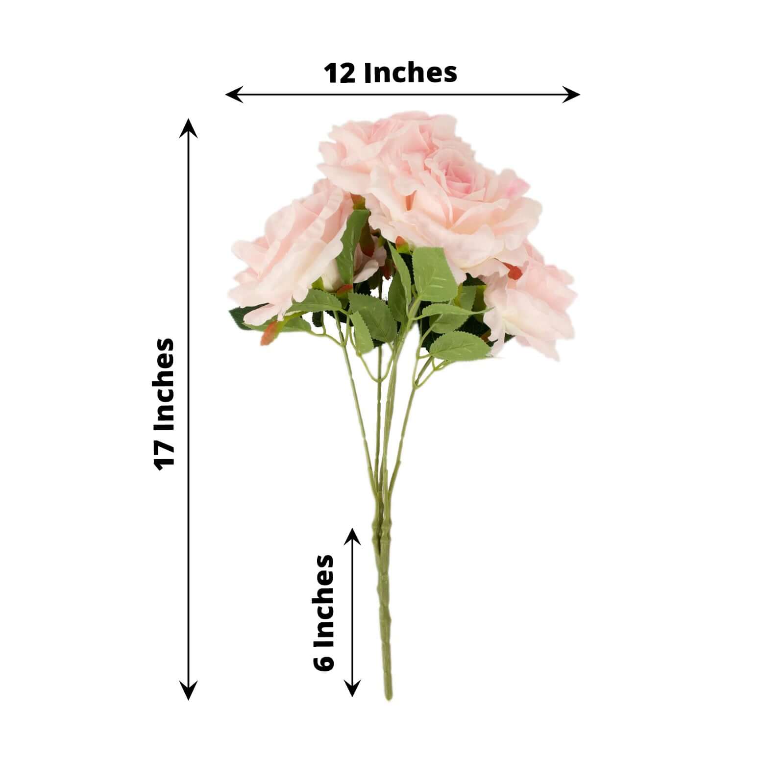 2 Bushes 17 Blush Premium Silk Jumbo Rose Flower Bouquet, High Quality Artificial Wedding Floral Arrangements