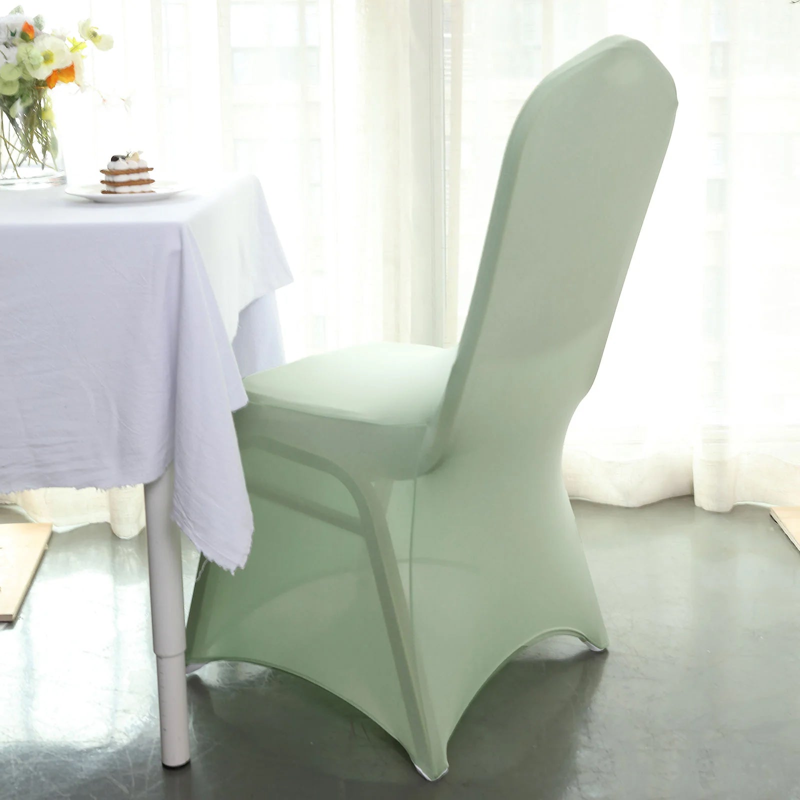 10 Pack Spandex Chair Covers for Banquet Chairs Sage Green - Durable Reusable Stretch Slip-On Covers