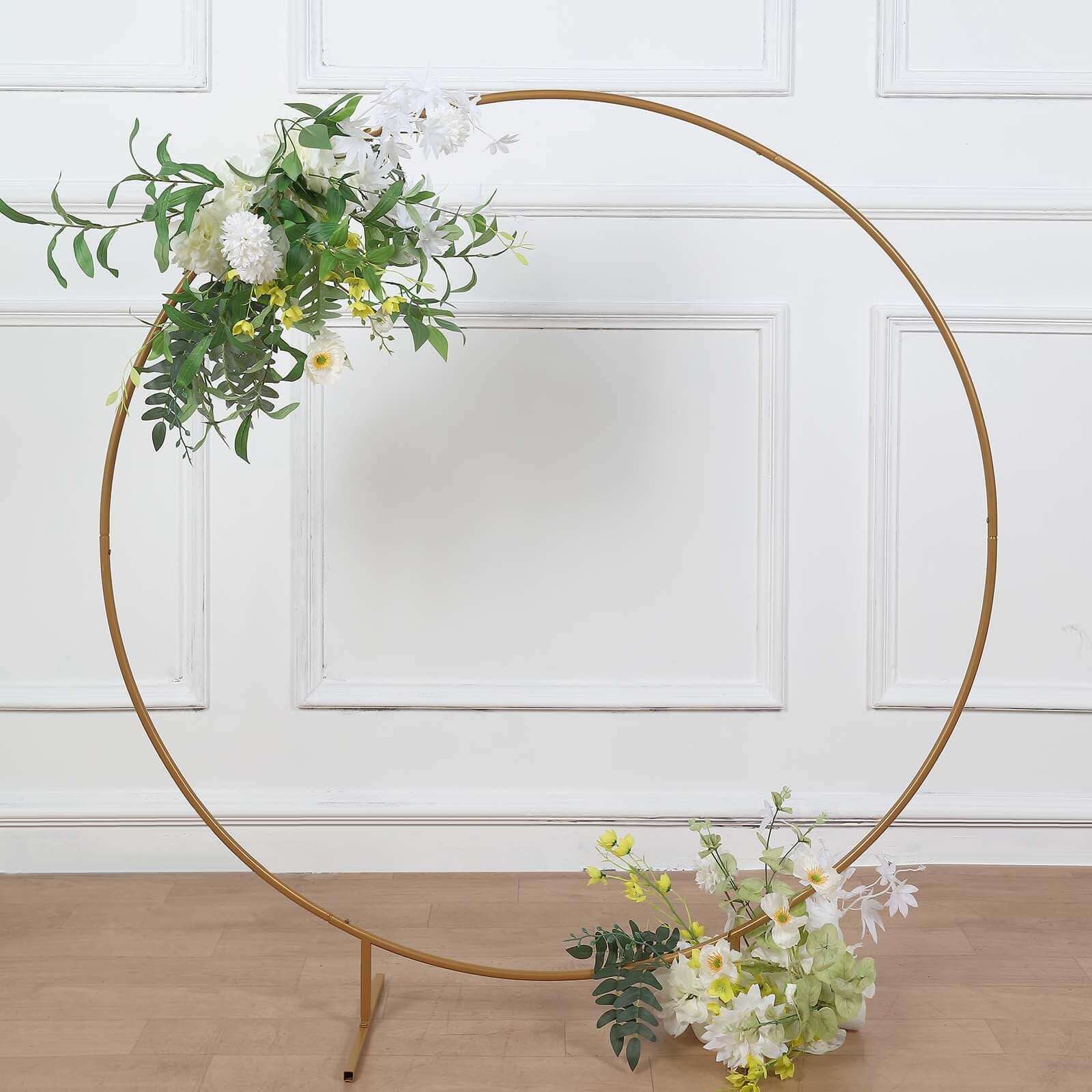 4ft Gold Metal Floral Hoop Frame Table Centerpiece, Round Arch Wedding Cake Display Stand