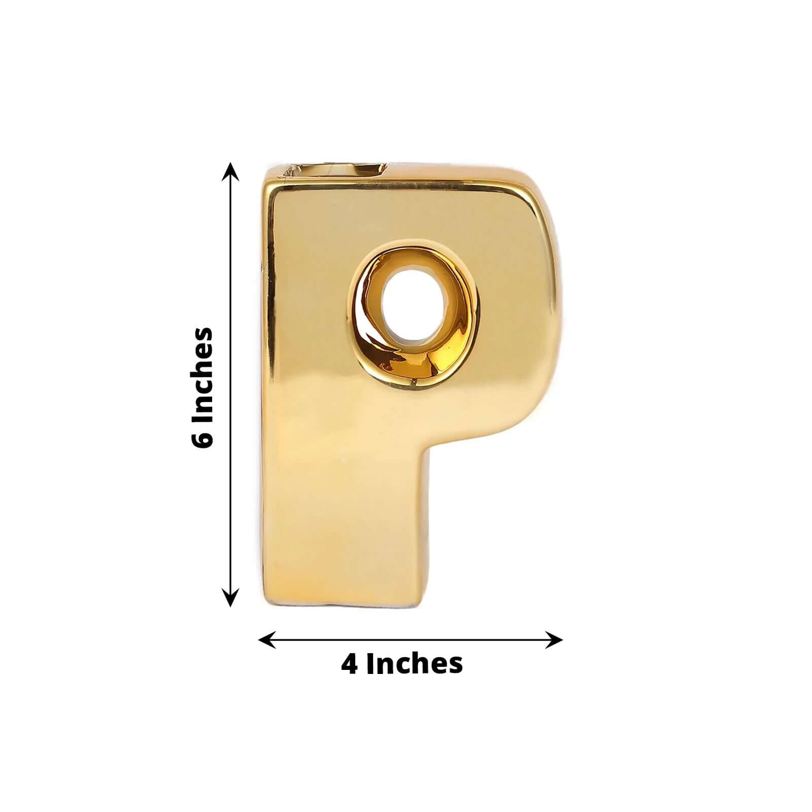 Shiny Ceramic Vase Letter P Gold Plated - Chic Bud Planter Pot for Events & Decor 6