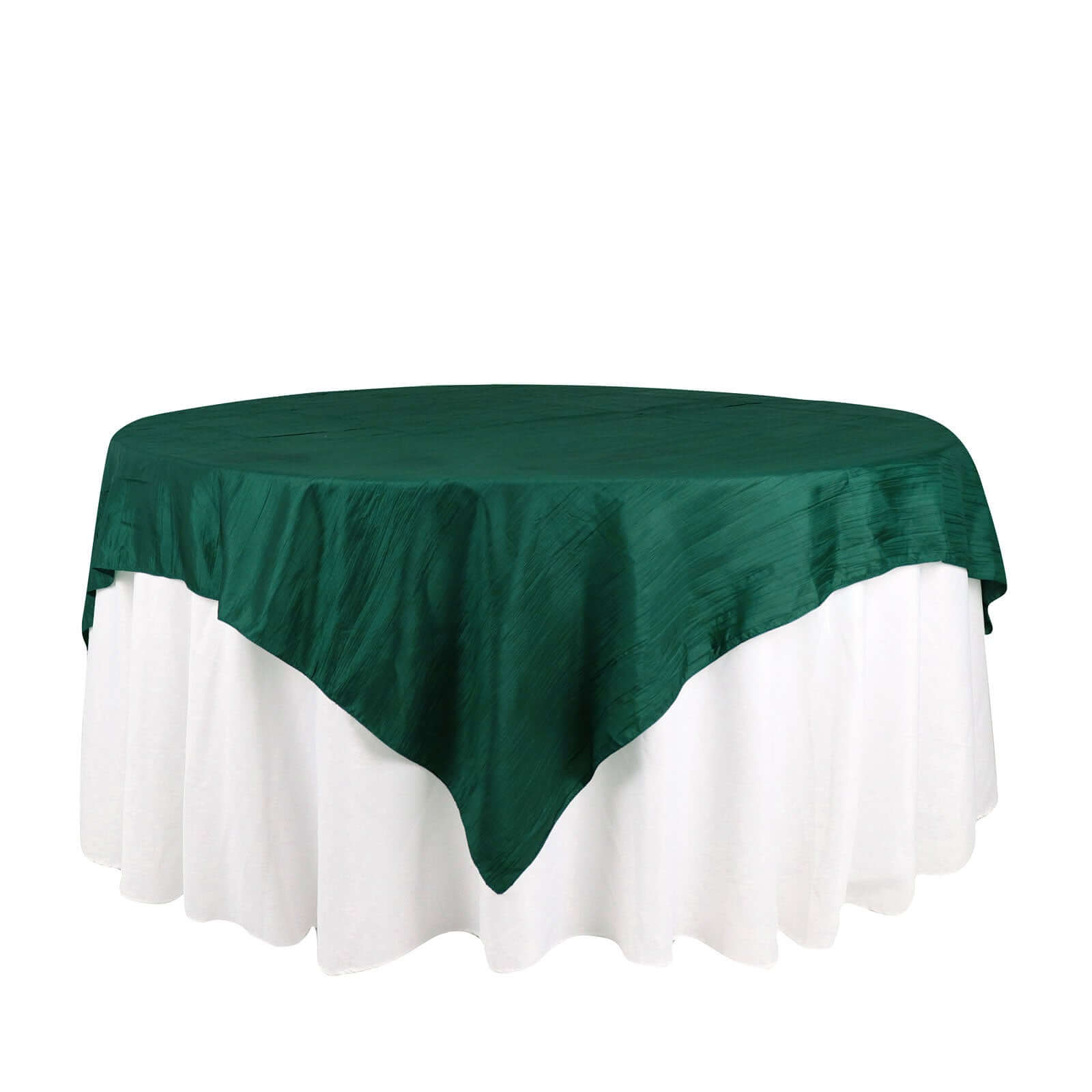 Taffeta 72x72 Table Overlay Square Tablecloth Hunter Emerald Green - Accordion Crinkle Table Cover