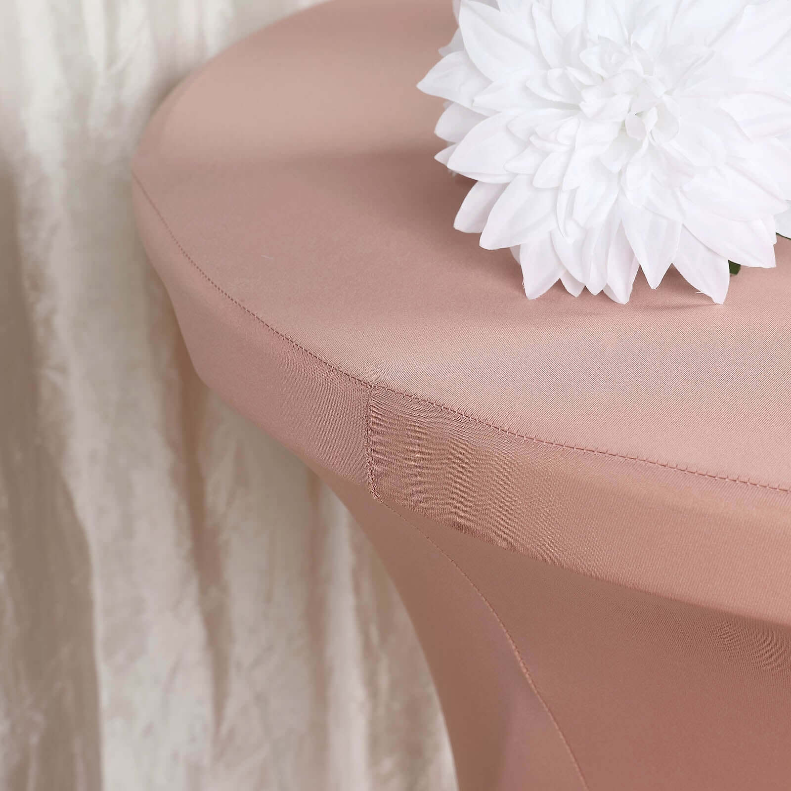 Spandex 24-32 Round Cocktail Table Cover Dusty Rose - Easy to Maintain Stretch Fitted Highboy Tablecloth