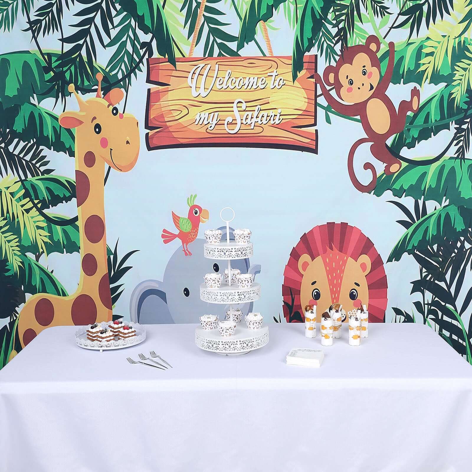 8ftx8ft Jungle Animal Welcome To My Safari Vinyl Photo Backdrop