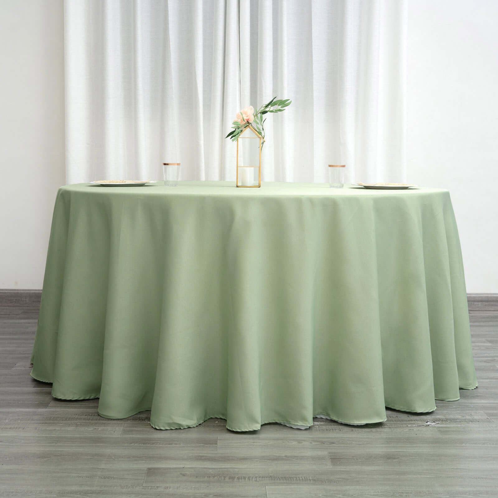 Polyester 120 Round Tablecloth Sage Green - Seamless Wrinkle-Resistant Table Cover