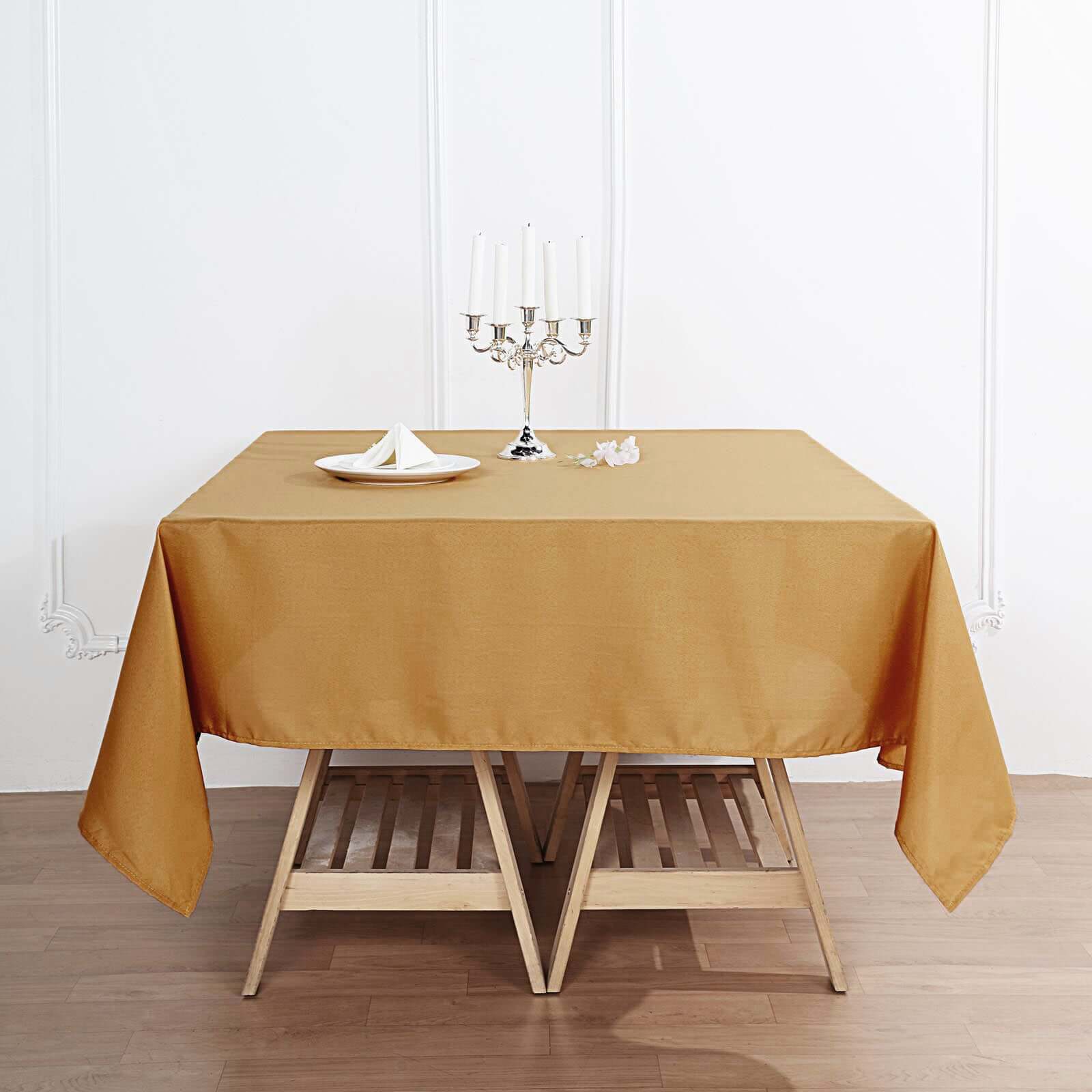 Polyester Square 70x70 Tablecloth Gold - Wrinkle-Resistant & Durable Table Cover