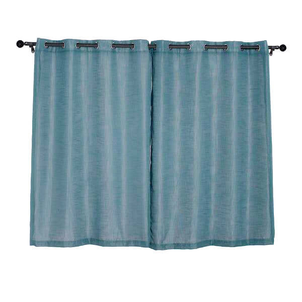 2 Pack Handmade Light Blue Faux Linen Curtains 52x64, Curtain Panels With Chrome Grommets