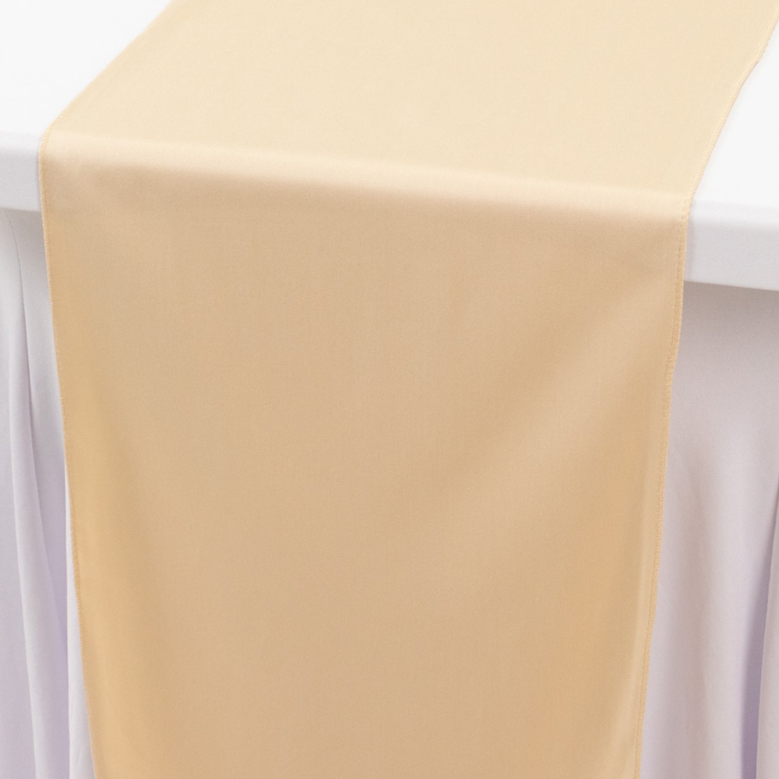 Premium Scuba Polyester 12x108 Table Runner Beige - Wrinkle-Free Table Linen