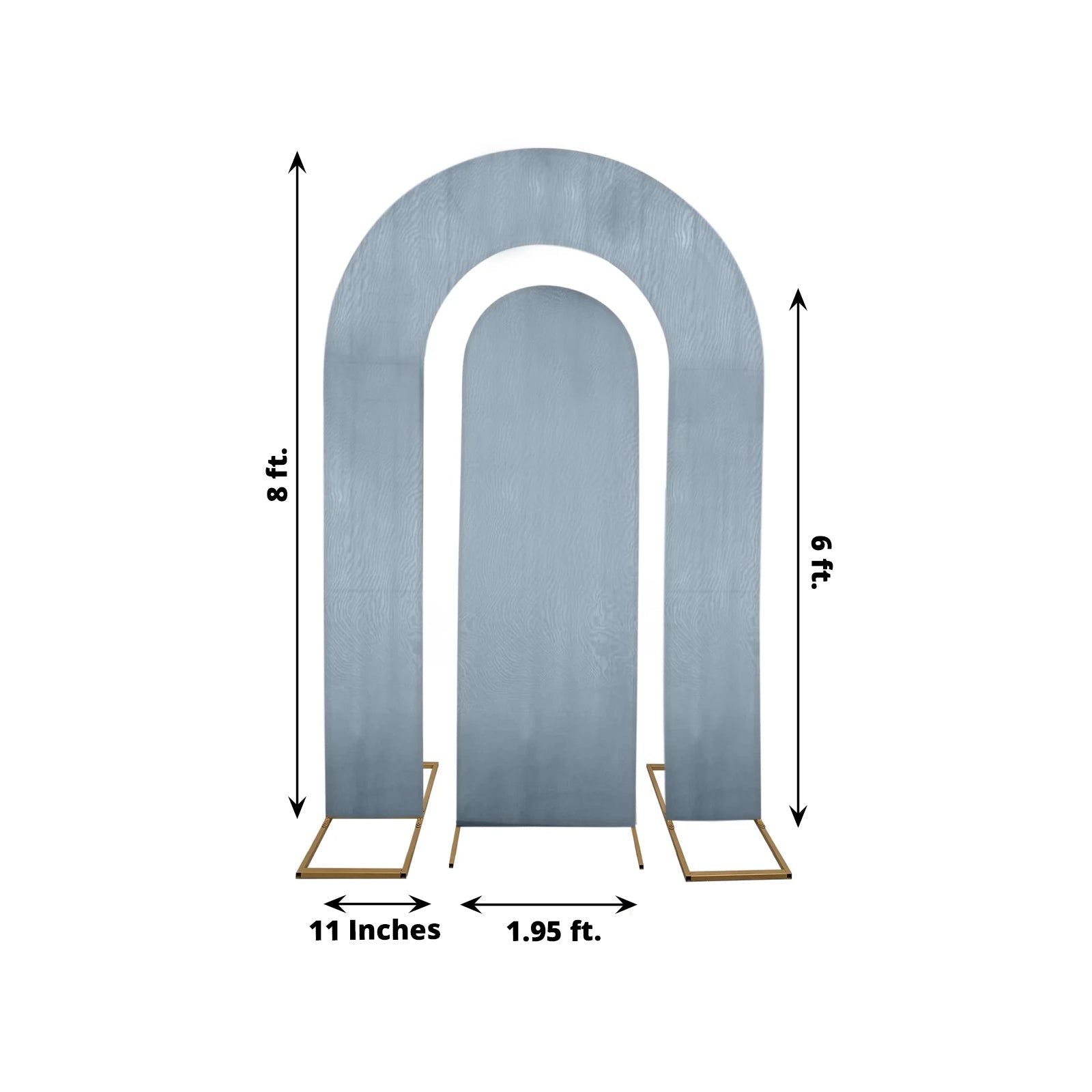 Set of 2 Dusty Blue Spandex Fitted Wedding Arch Covers for Round Top and Double Arch Chiara Backdrop Stands - 6ft,8ft