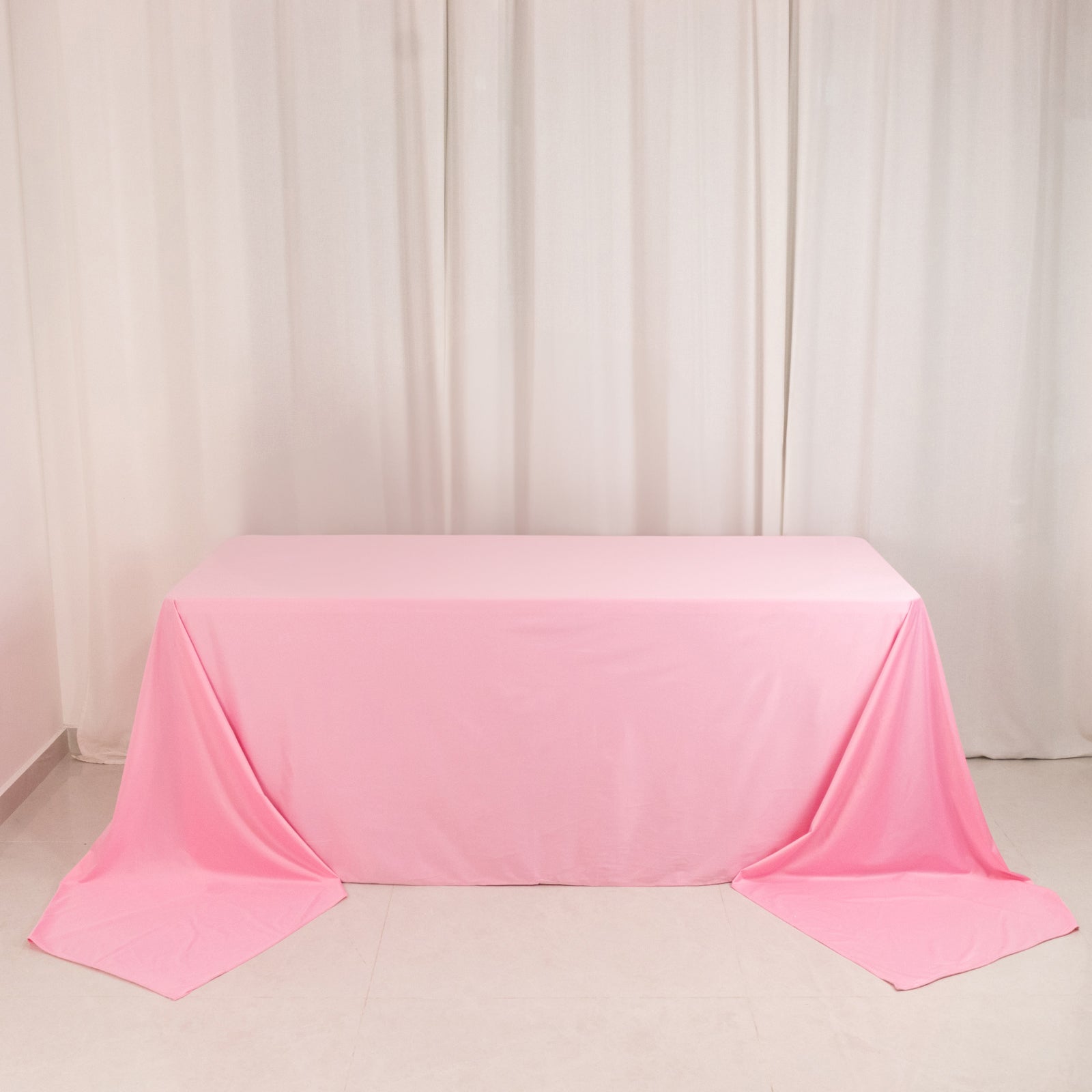 Premium Scuba Rectangular 90x156 Tablecloth Pink - Wrinkle Free, Stain Resistant & Seamless Table Cover