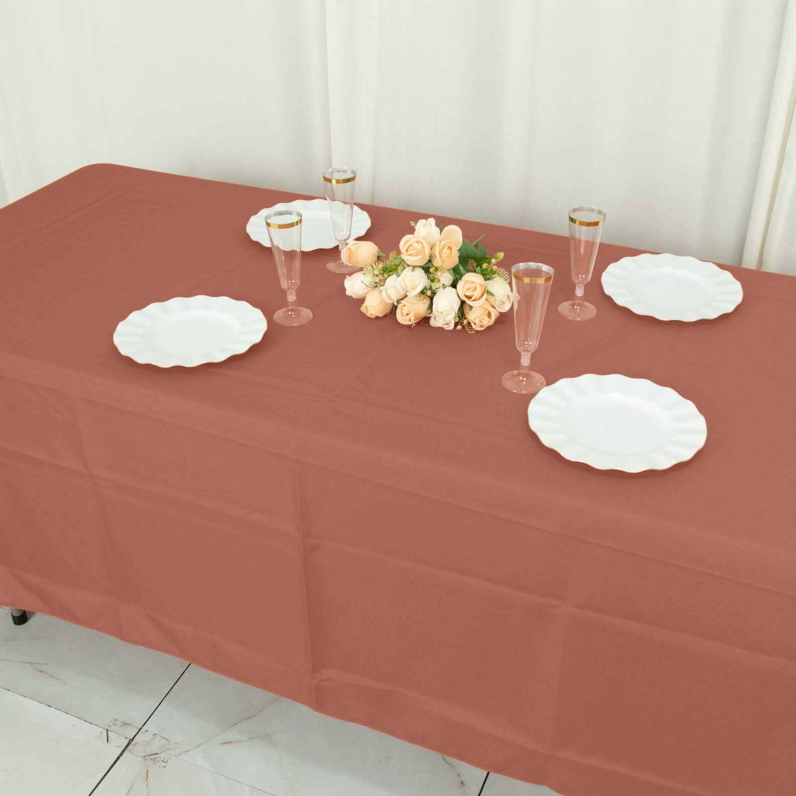 Polyester 72x120 Rectangle Tablecloth Terracotta (Rust) - Durable and Stylish Table Cover