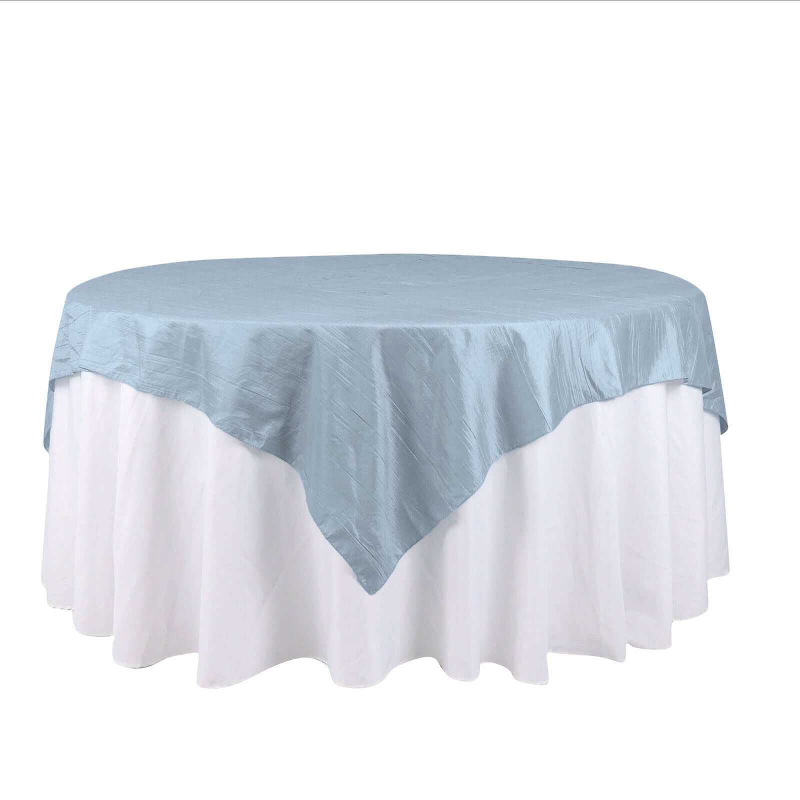 Taffeta 72x72 Table Overlay Square Tablecloth Dusty Blue - Accordion Crinkle Table Cover