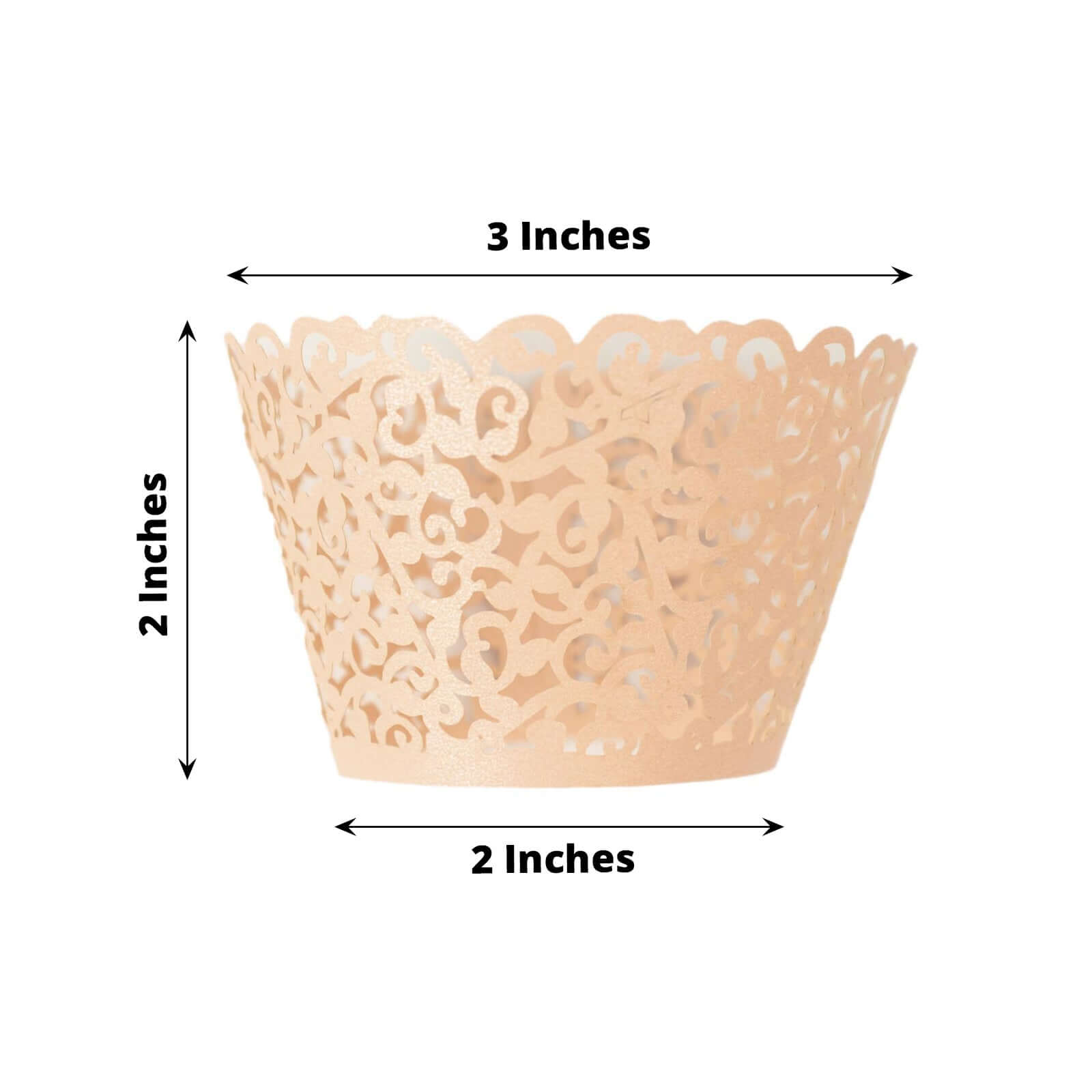 25-Pack Paper Cupcake Wrappers Lace Laser Cut Design Blush - Muffin Baking Cup Trays for Events