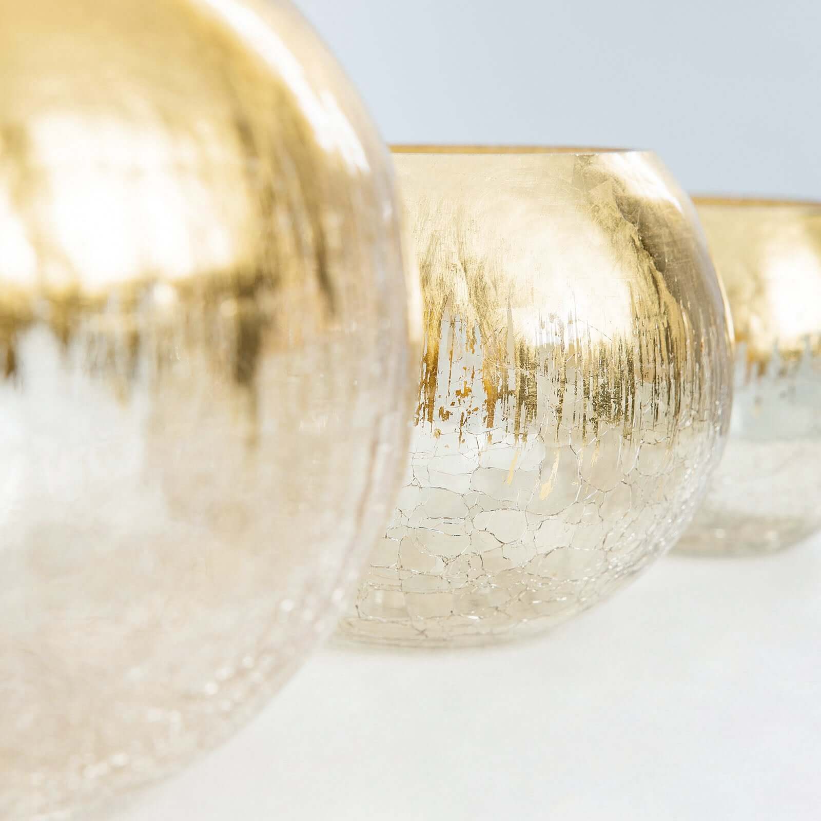 Glass Bud Vase Gold Foiled Crackle Bubble Bowl - Classy Floral Centerpiece for Weddings 4