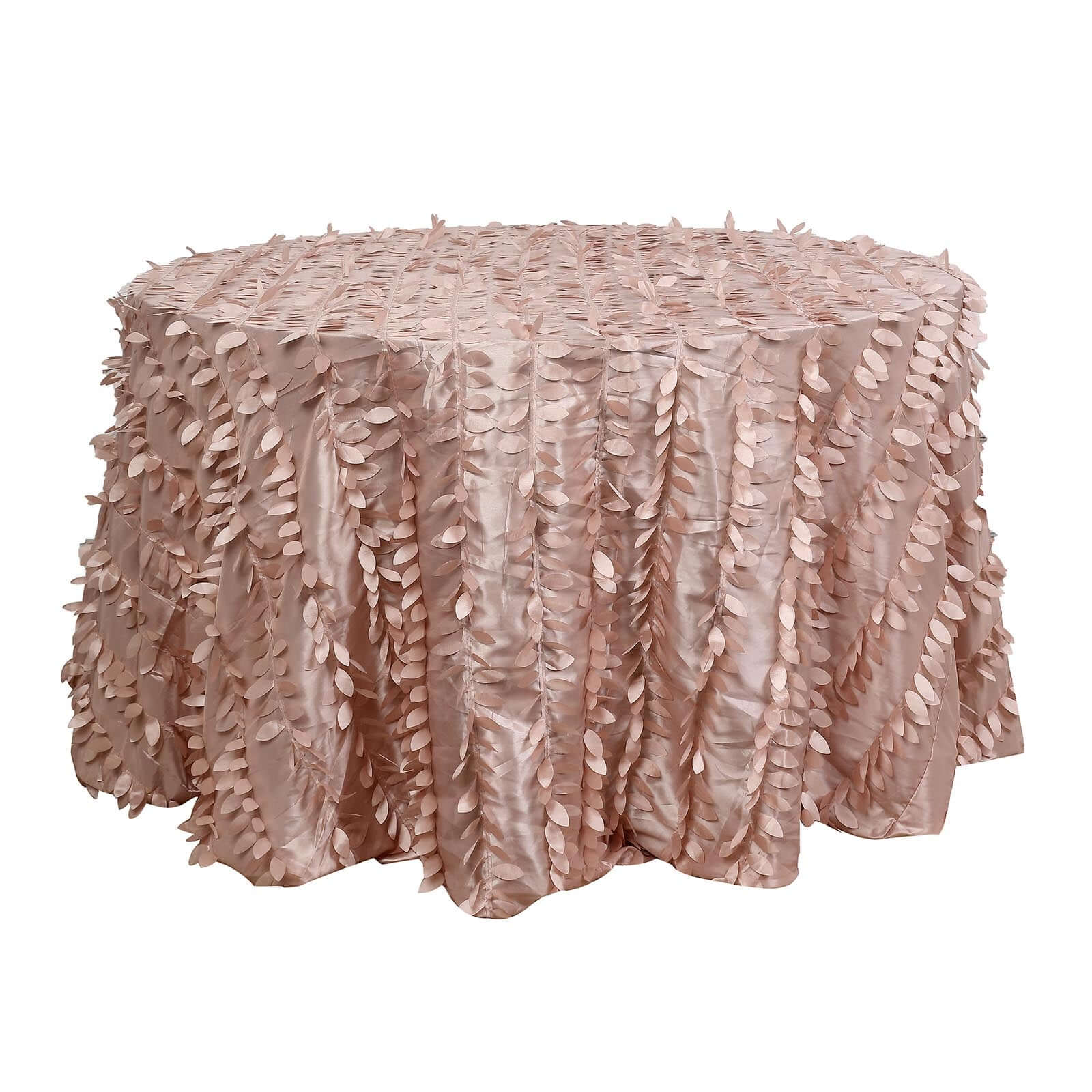 Taffeta 120 Round Tablecloth Dusty Rose | 3D Leaf Petal Design Seamless Table Cover