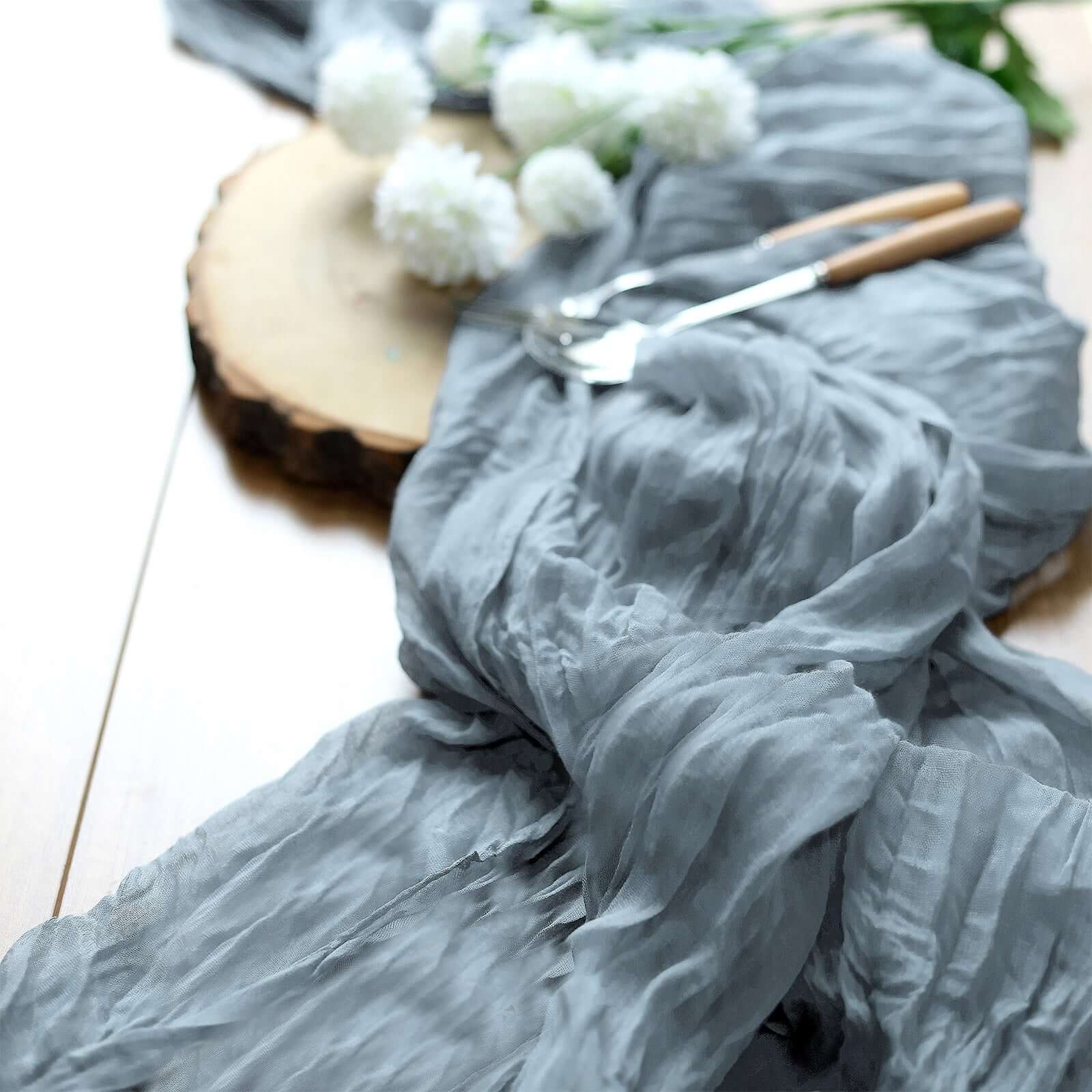 Gauze Cheesecloth 10ft Table Runner Dusty Blue - Rustic Boho Style