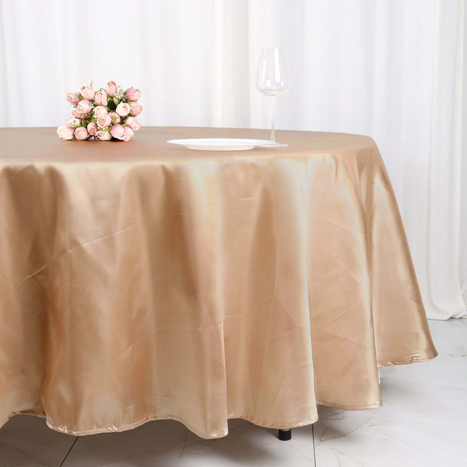 Satin 108 Round Tablecloth Nude - Smooth and Lustrous Table Cover