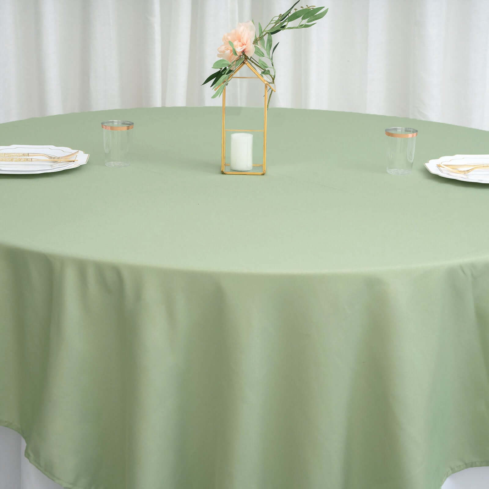 Polyester Square 90x90 Tablecloth Sage Green - Wrinkle-Resistant & Durable Table Cover