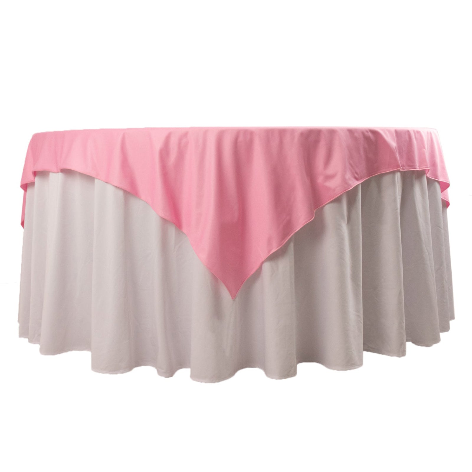 Premium Scuba 70x70 Table Overlay Square Tablecloth Pink - Wrinkle Free & Stain Resistant Table Cover