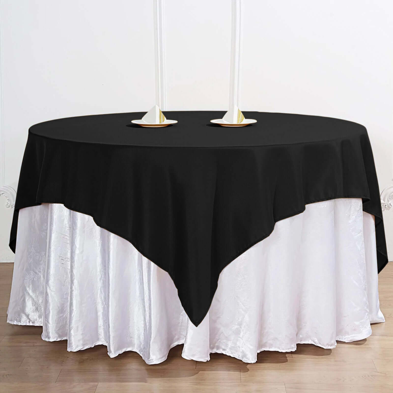 Premium Polyester Square Tablecloth 70x70 Black 220GSM Wrinkle-Resistant Table Cover