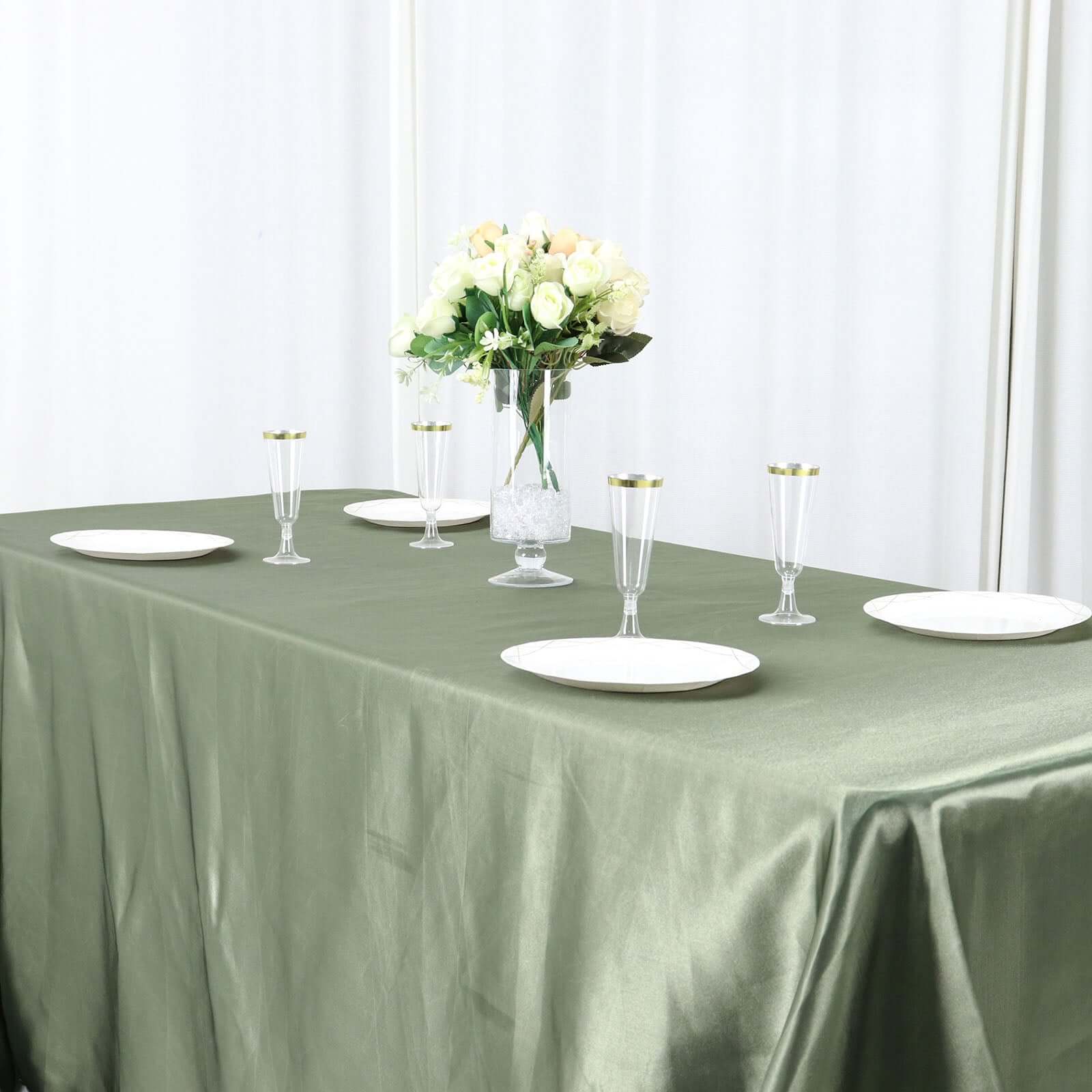 Satin Rectangular 90x156 Tablecloth Dusty Sage Green - Seamless Table Cover