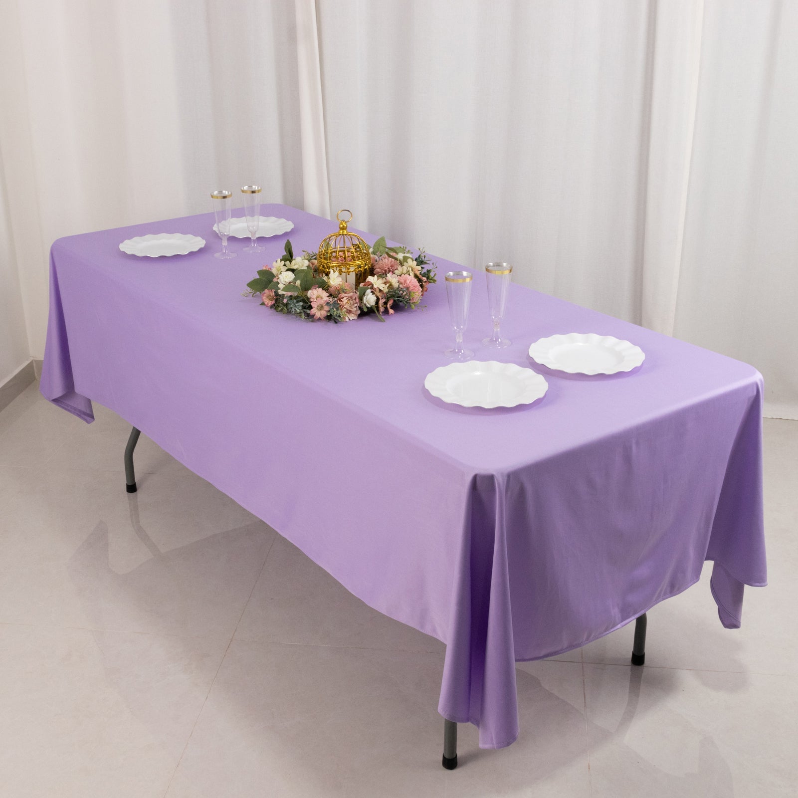 Premium Scuba Rectangular 60x102 Tablecloth Lavender Lilac - Wrinkle Free & Stain Resistant Table Cover