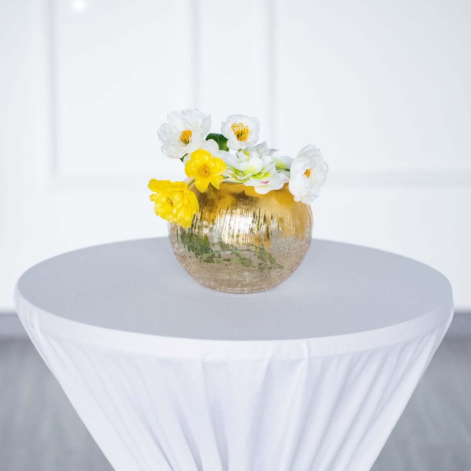 Glass Flower Vase Gold Foiled Crackle Bubble - Decorative Floral Centerpiece for Tables 6