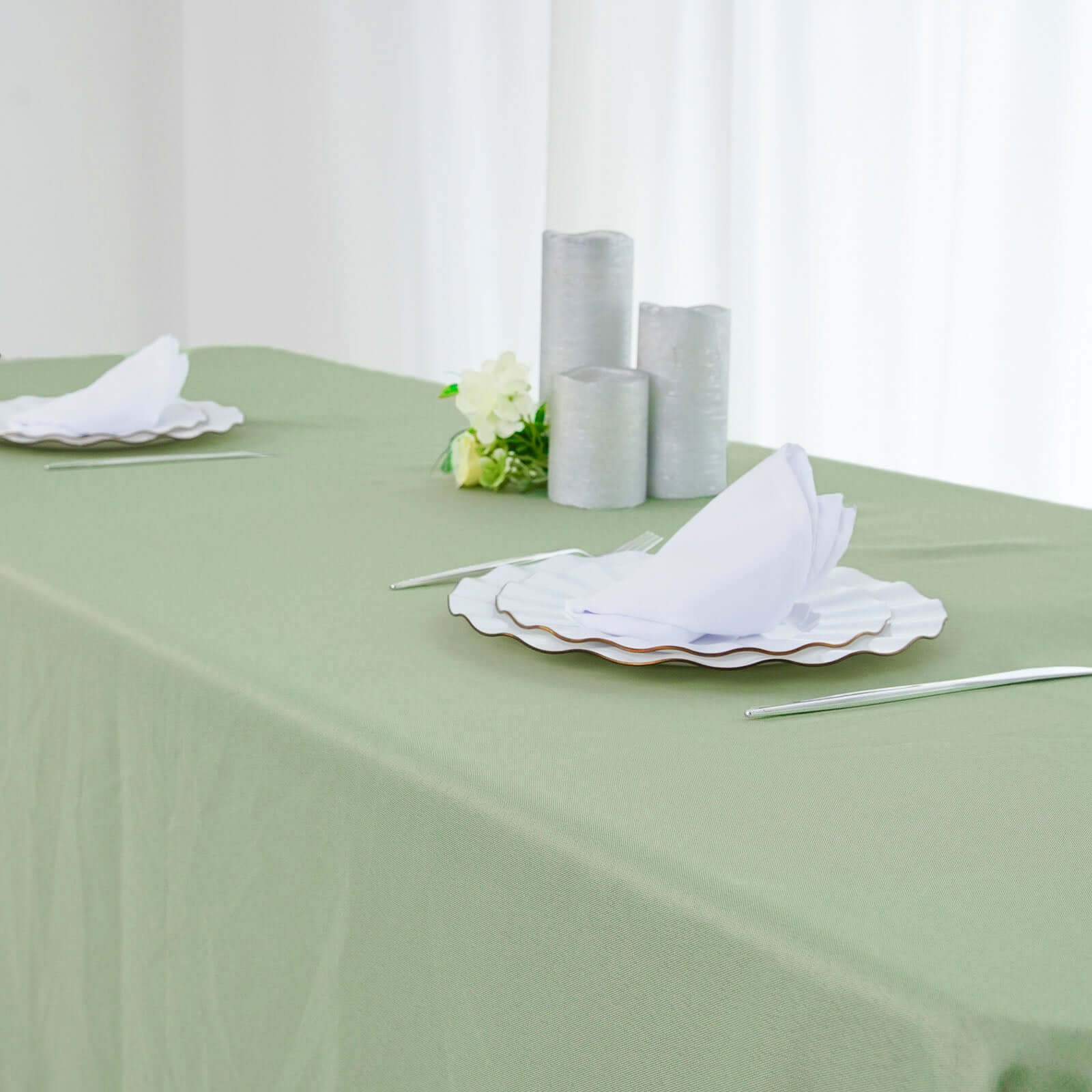 Polyester 60x126 Rectangle Tablecloth Sage Green - Wrinkle-Resistant Table Cover
